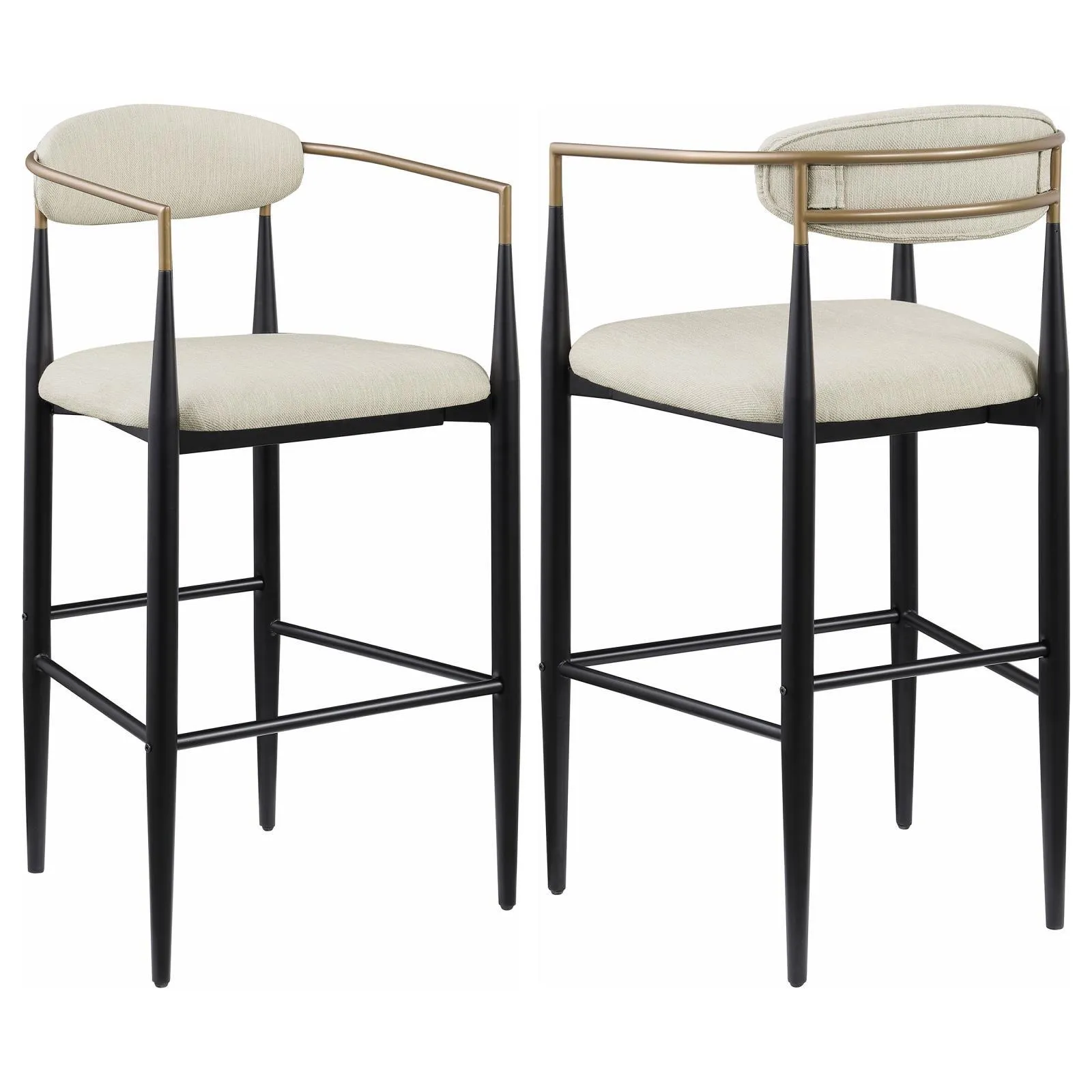 Tina Beige Metal Pub Height Upholstered Bar Stool, Set of 2 - Image 14