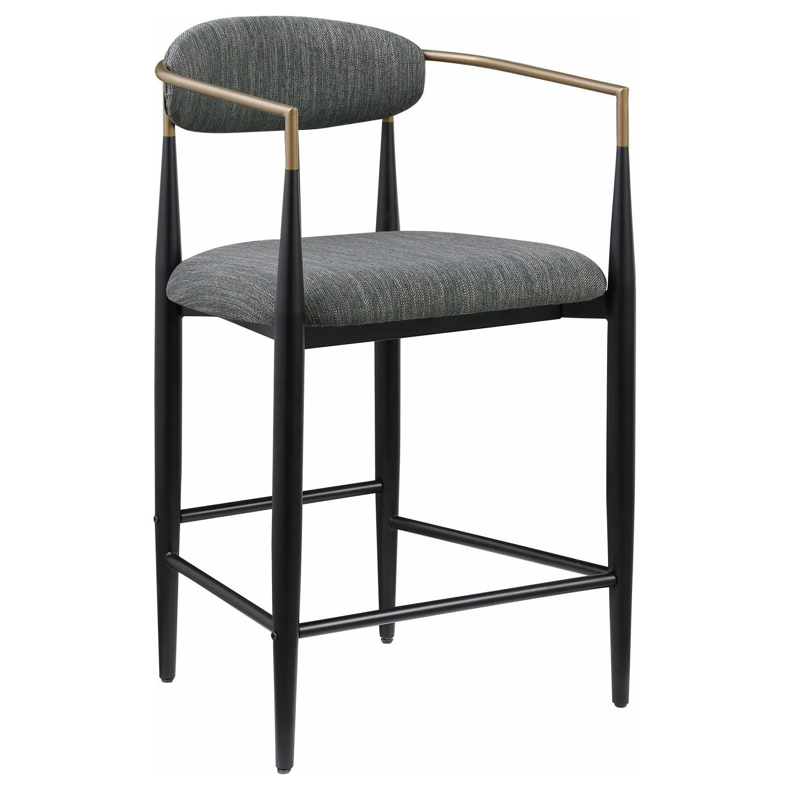 Tina Dark Gray Metal Counter Height Upholstered Bar Stool, Set of 2 - Image 3