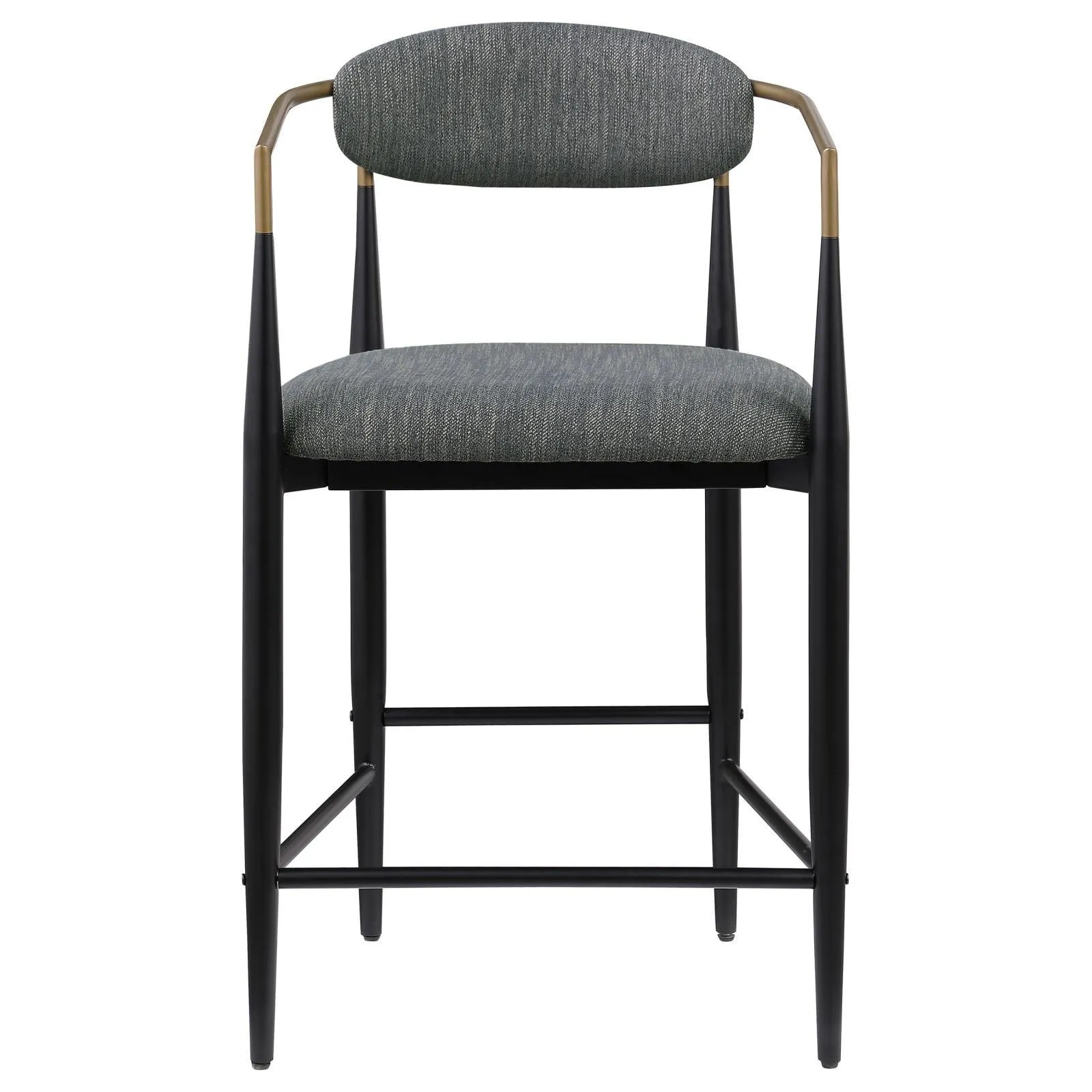 Tina Dark Gray Metal Counter Height Upholstered Bar Stool, Set of 2 - Image 4