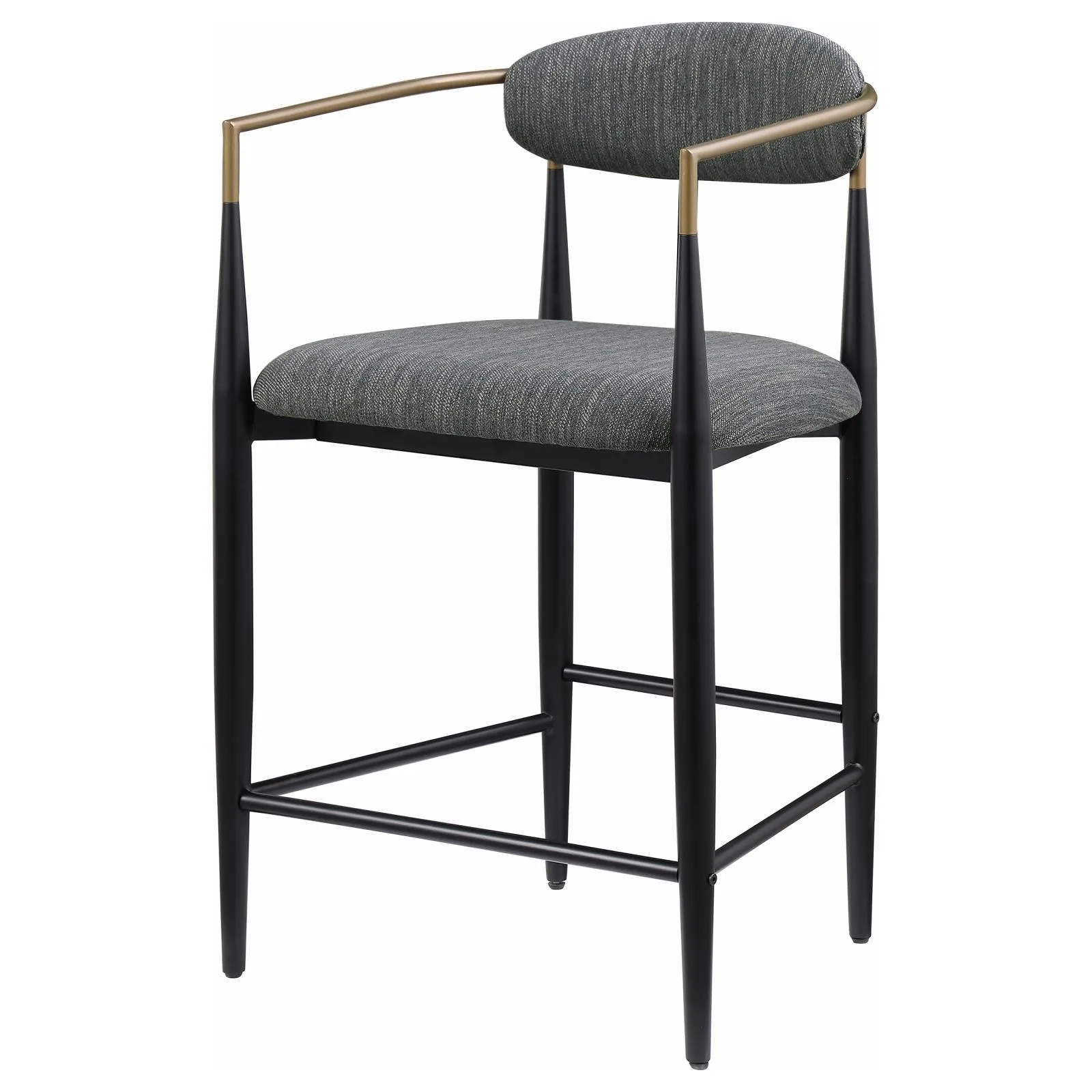 Tina Dark Gray Metal Counter Height Upholstered Bar Stool, Set of 2 - Image 5