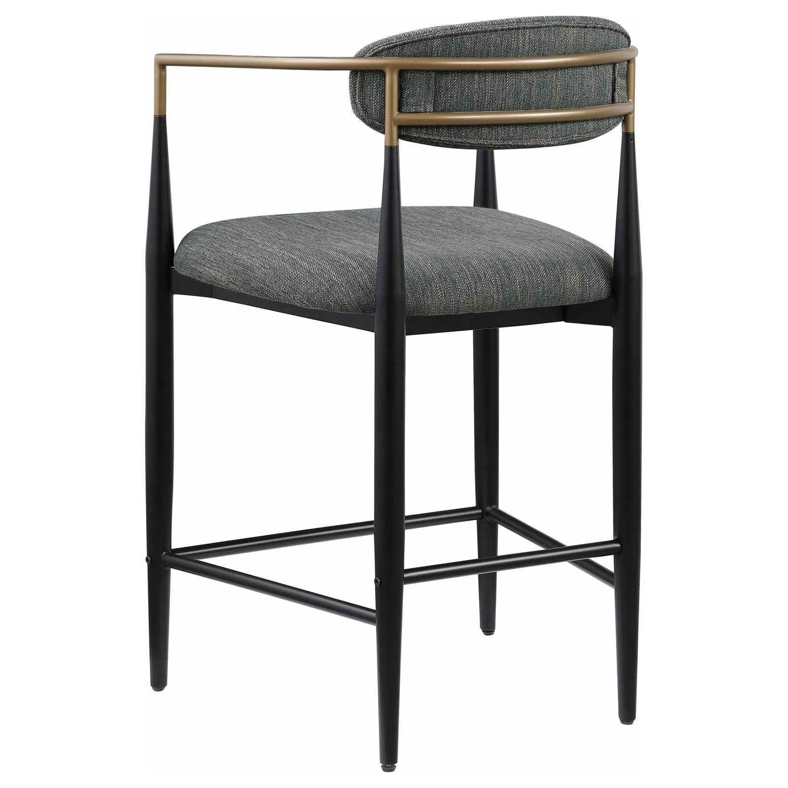Tina Dark Gray Metal Counter Height Upholstered Bar Stool, Set of 2 - Image 7