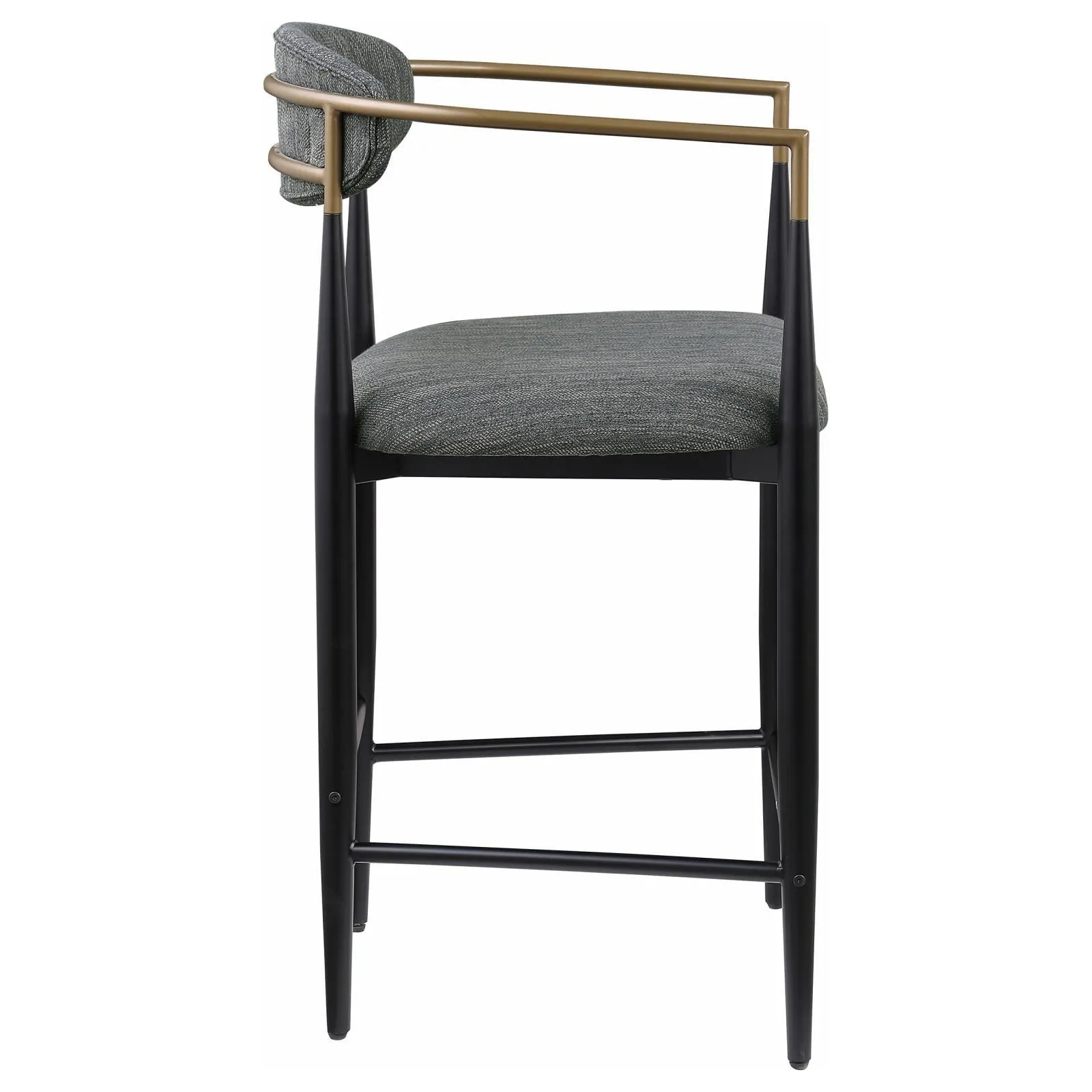 Tina Dark Gray Metal Counter Height Upholstered Bar Stool, Set of 2 - Image 9