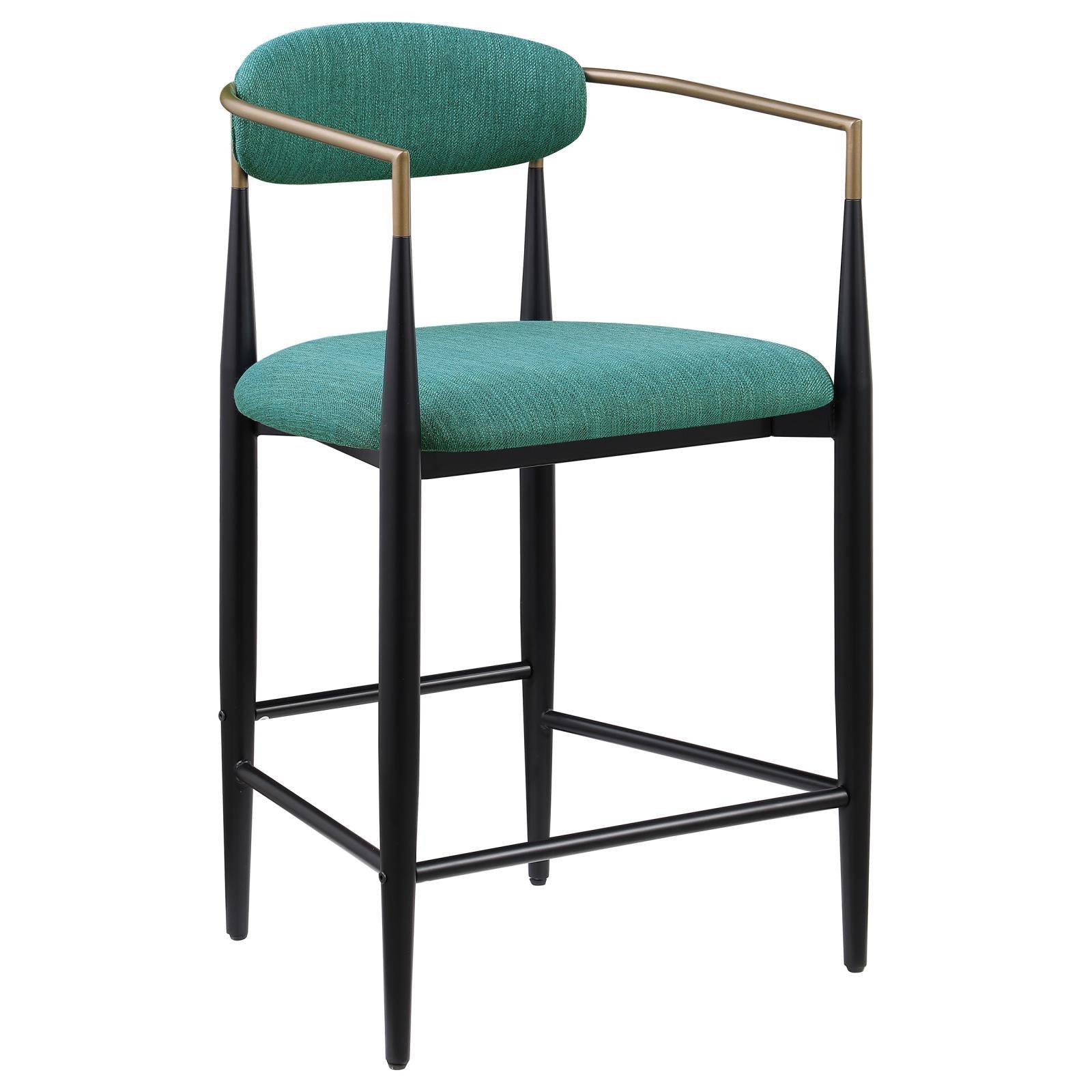 Tina Green Metal Counter Height Upholstered Bar Stool, Set of 2 - Image 3