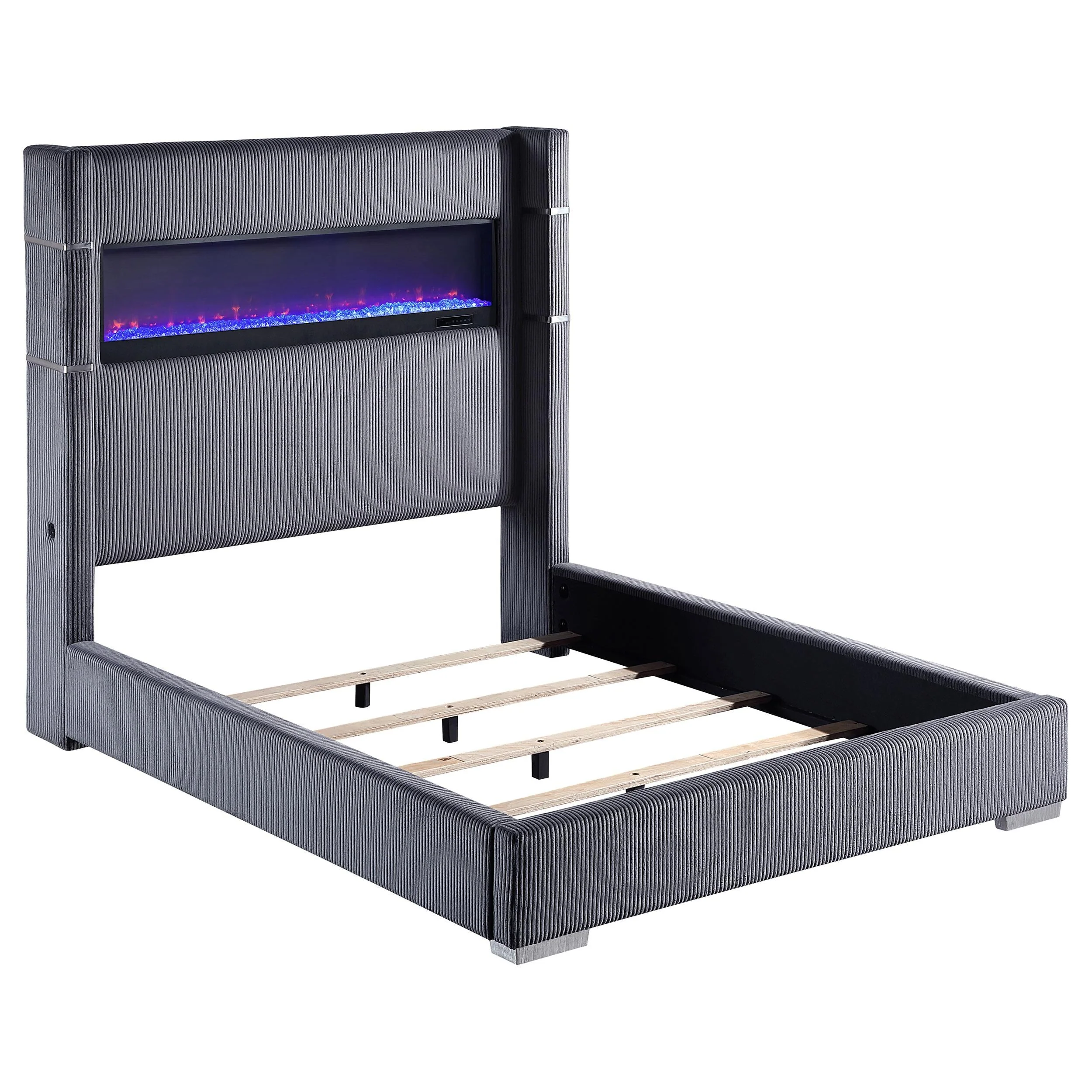 Tisdall 67-inch Upholstered Cal King Fireplace Bed Grey - Image 3