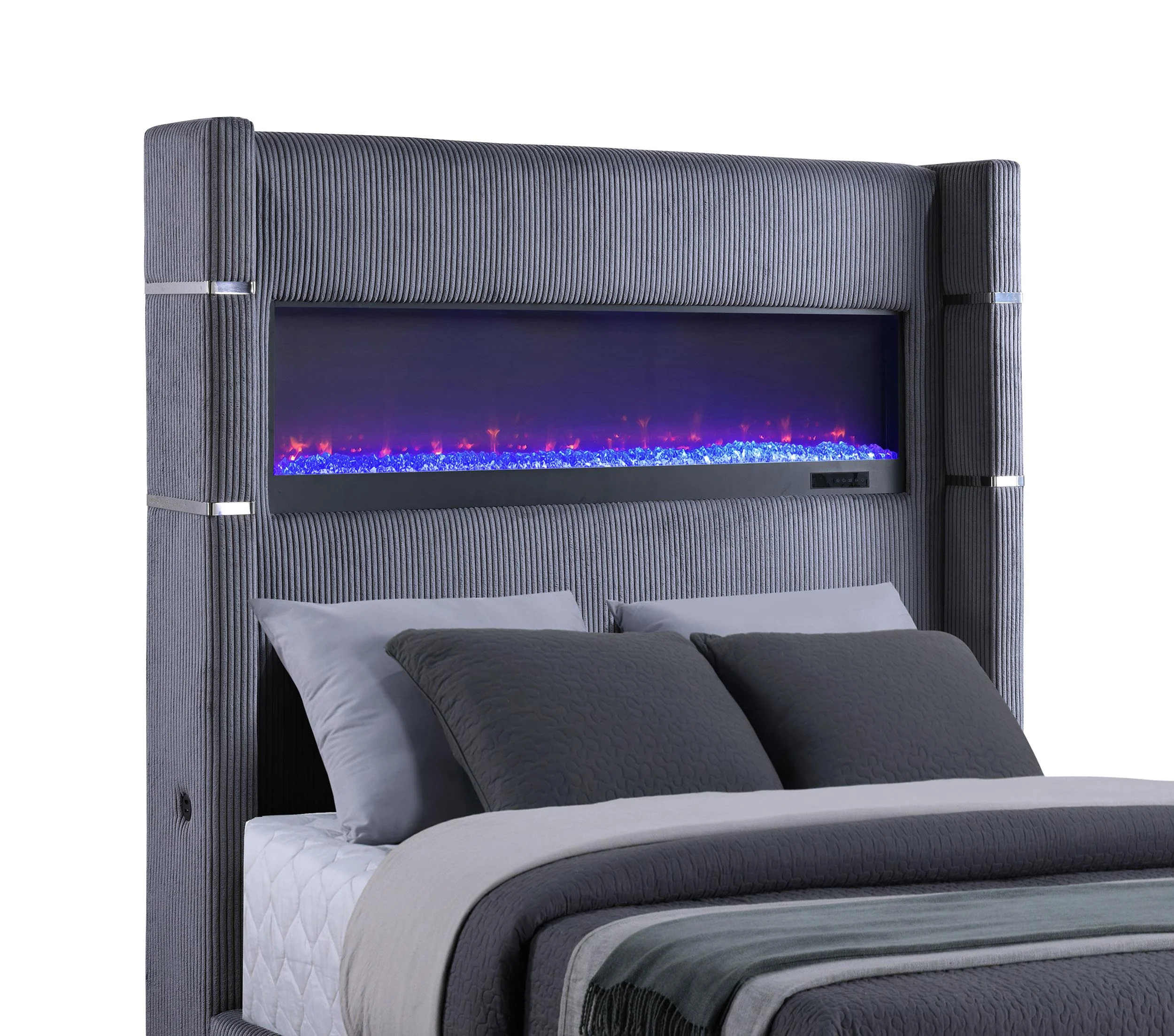 Tisdall 67-inch Upholstered Cal King Fireplace Bed Grey - Image 5