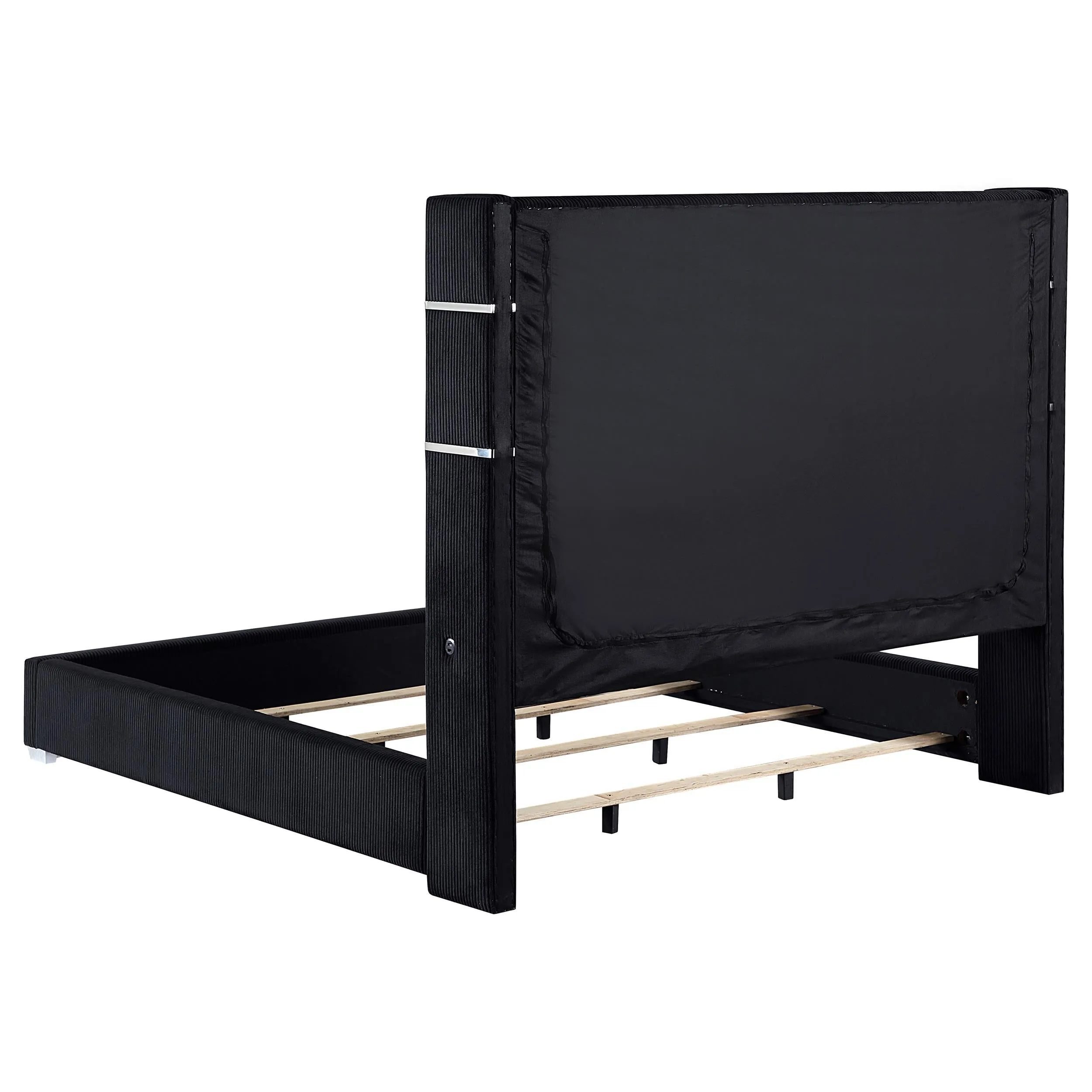 Tisdall Black 67-inch Upholstered Eastern King Fireplace Bed - Image 5