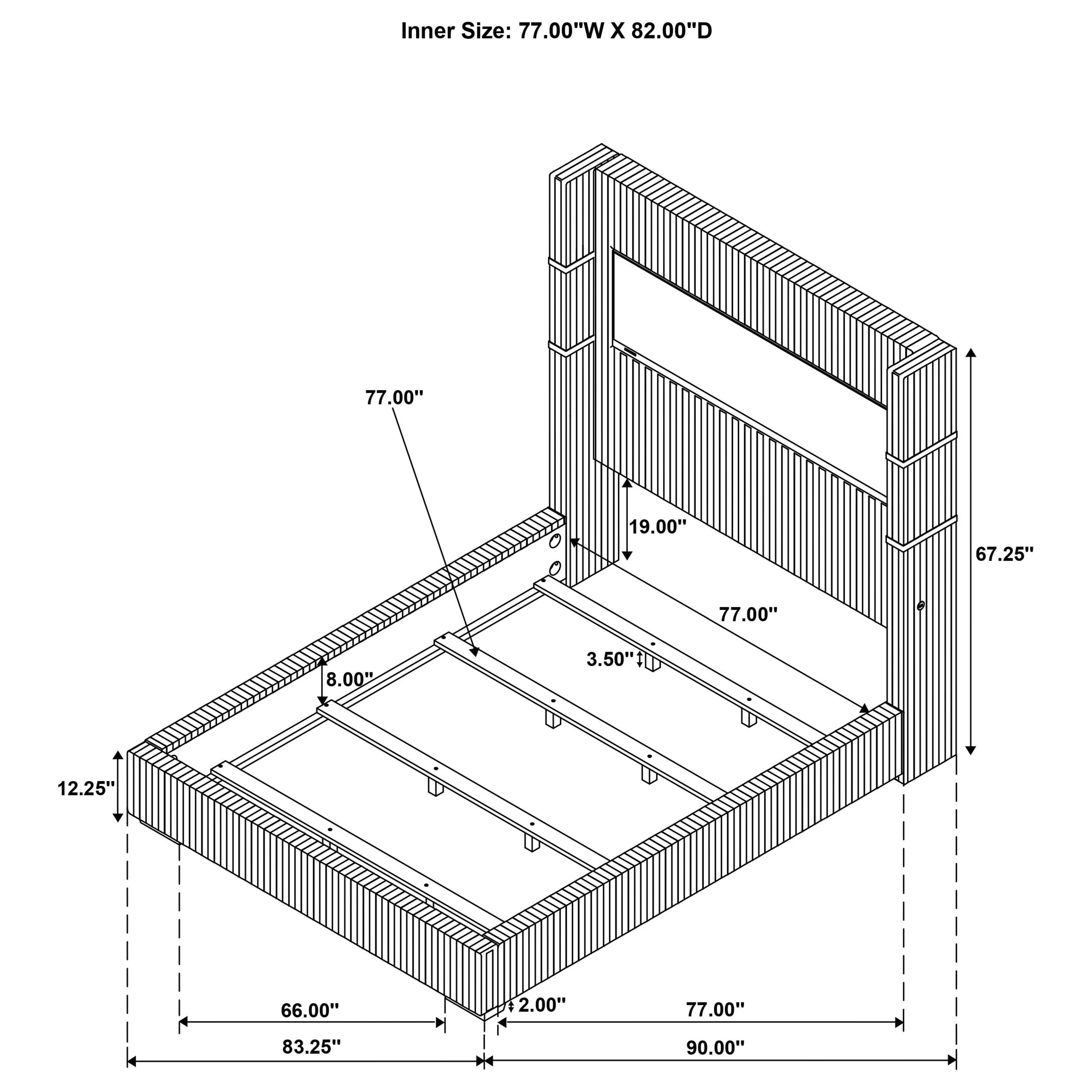 Tisdall Black 67-inch Upholstered Eastern King Fireplace Bed - Image 8