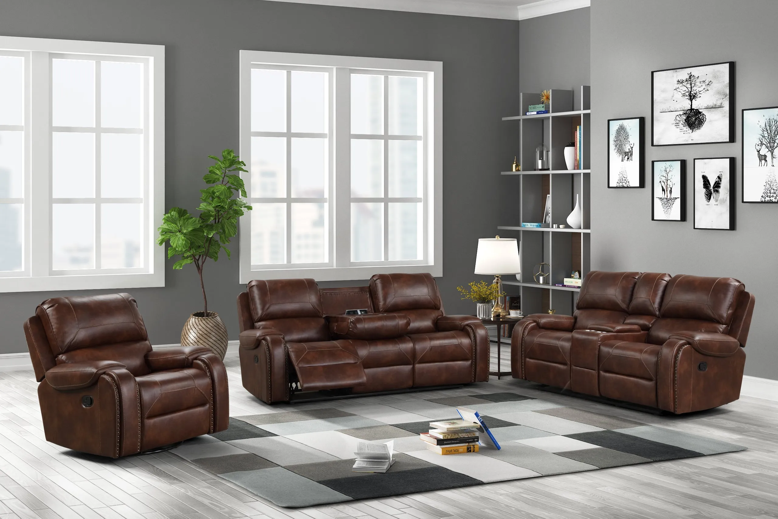 Titan Rust Oversized 3-Piece Reclining Living Room Set