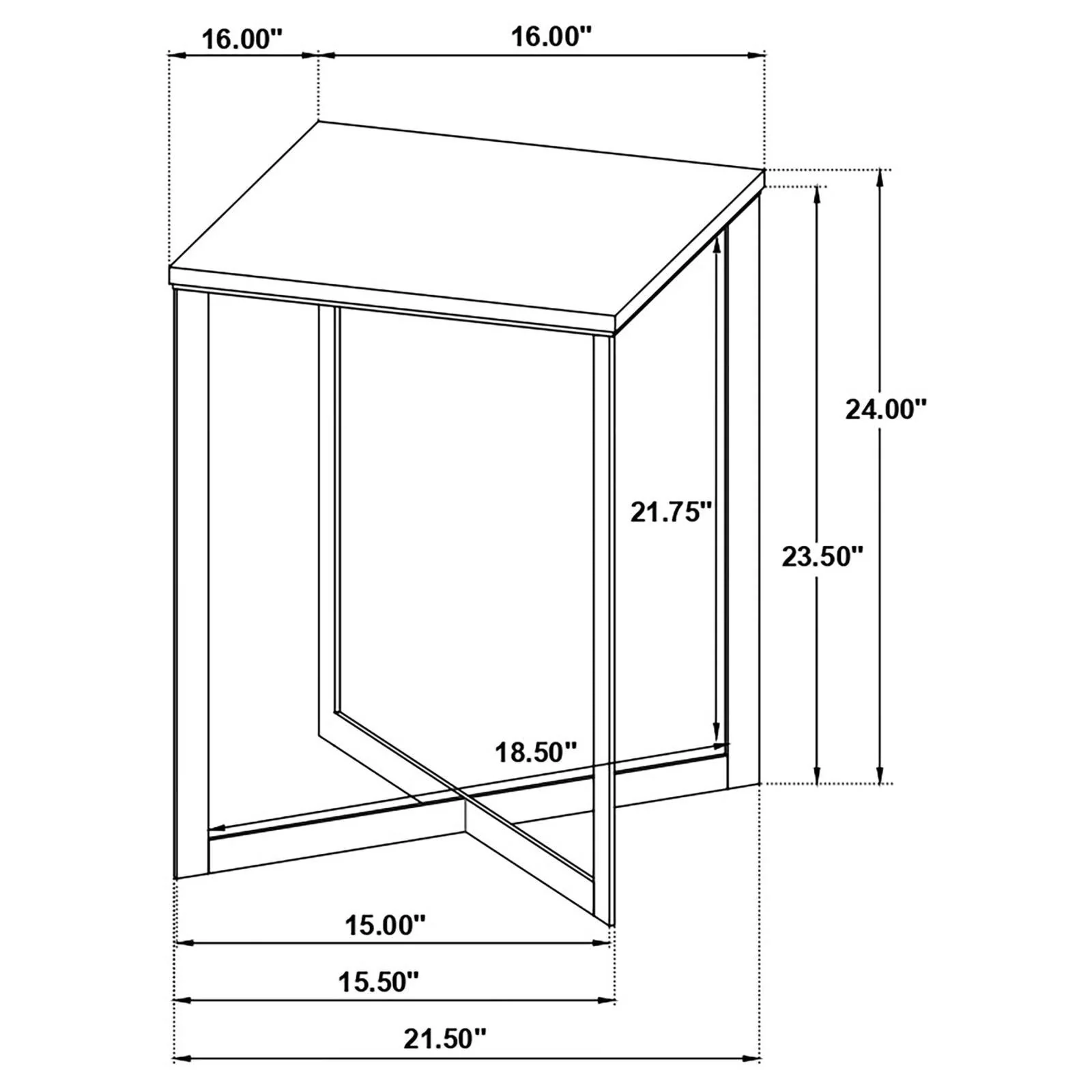Tobin White and Black Square Marble Top End Table - Image 6
