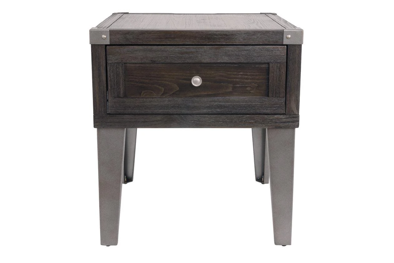Todoe Dark Gray End Table with USB Ports & Outlets - Image 5