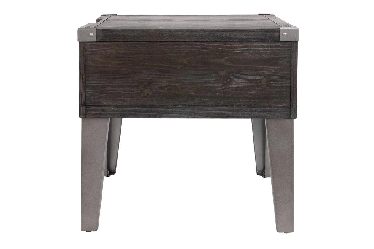 Todoe Dark Gray End Table with USB Ports & Outlets - Image 6