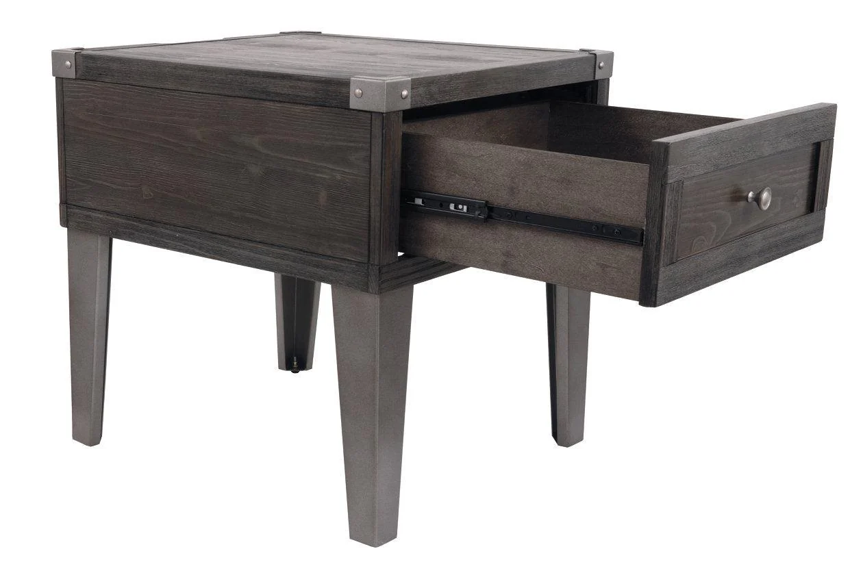 Todoe Dark Gray End Table with USB Ports & Outlets - Image 8