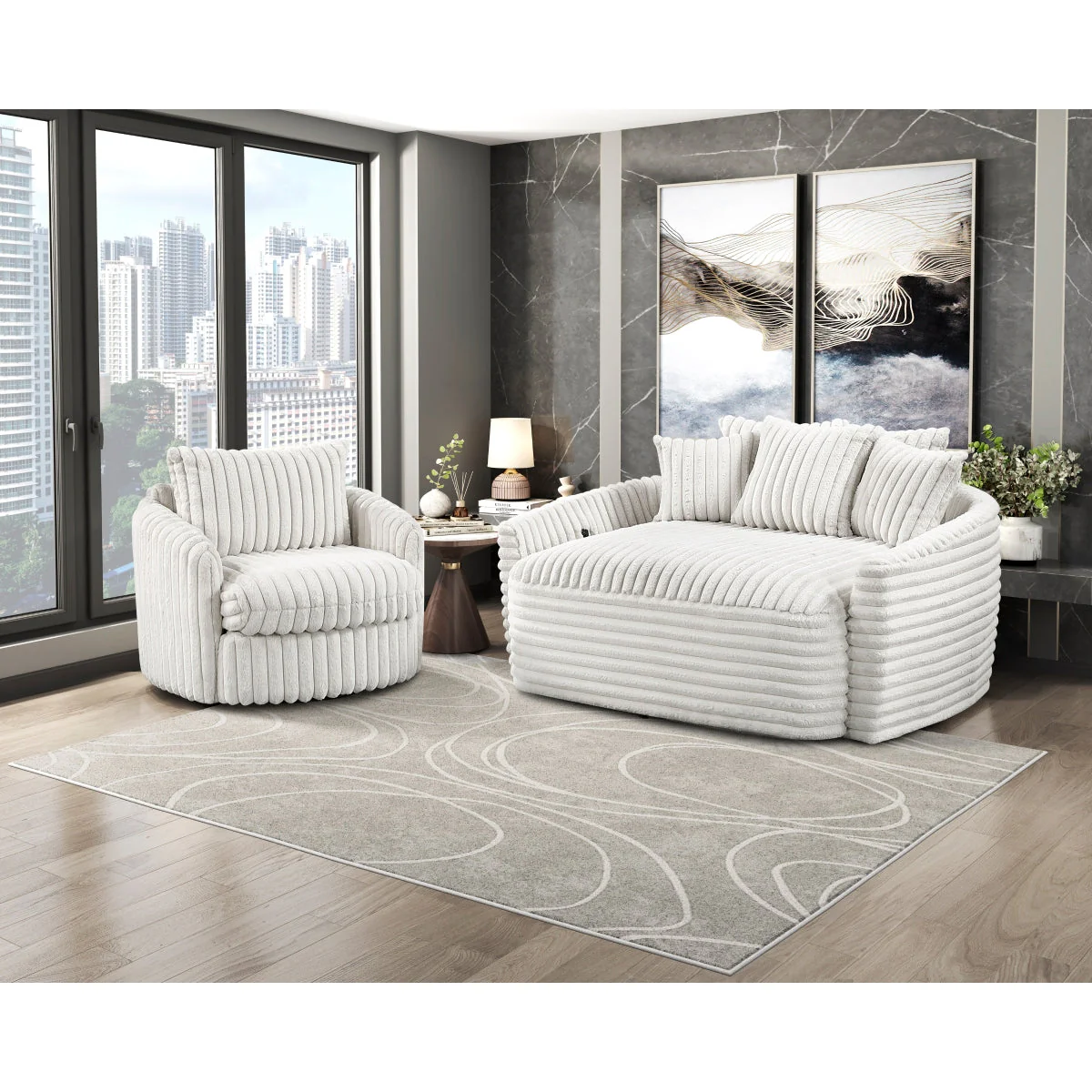 Tomball Beige Swivel Chair - Image 11