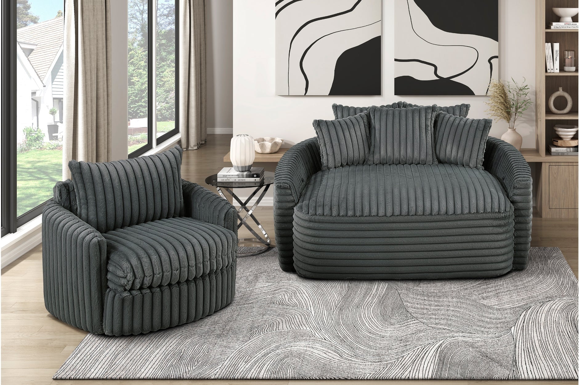 Tomball Dark Gray Oversized Chaise Lounge - Image 11
