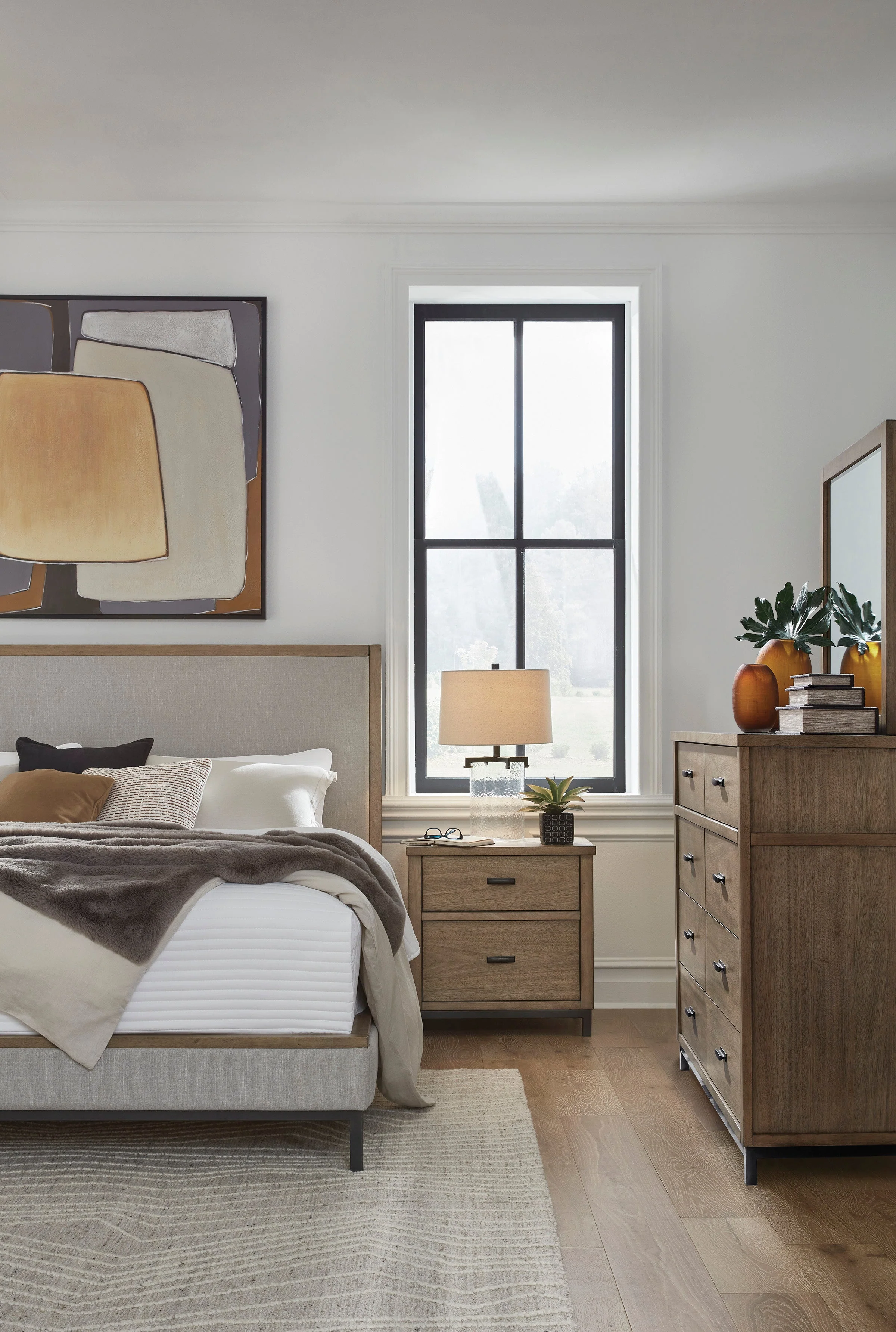 Tomtyn Light Brown California King Upholstered Platform Bed - Image 10