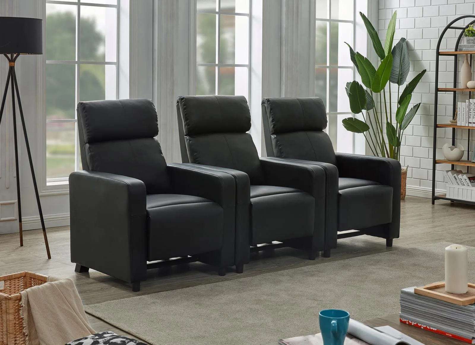 Toohey Black Upholstered Tufted Recliner Living Room Set - Image 10