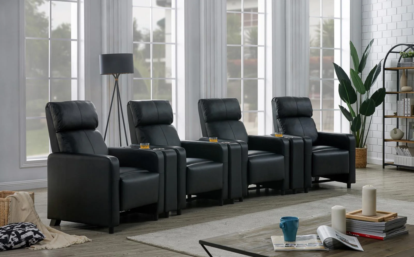 Toohey Black Upholstered Tufted Recliner Living Room Set - Image 13