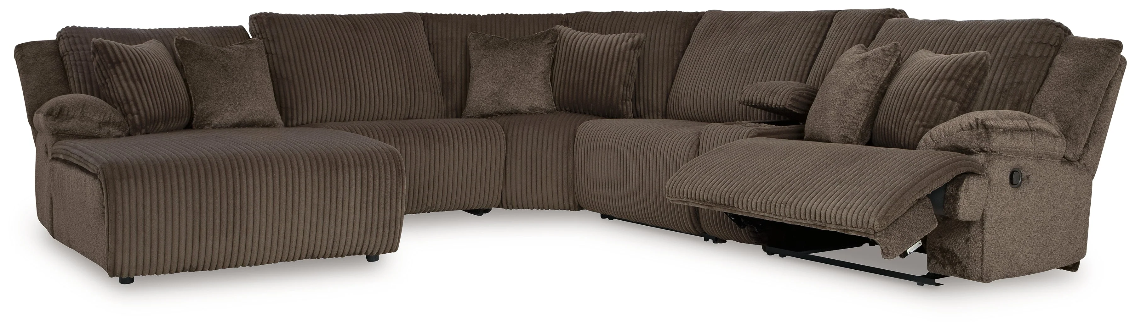 Top Tier 6-Piece Sectional with Recliner in Chocolate - Image 2
