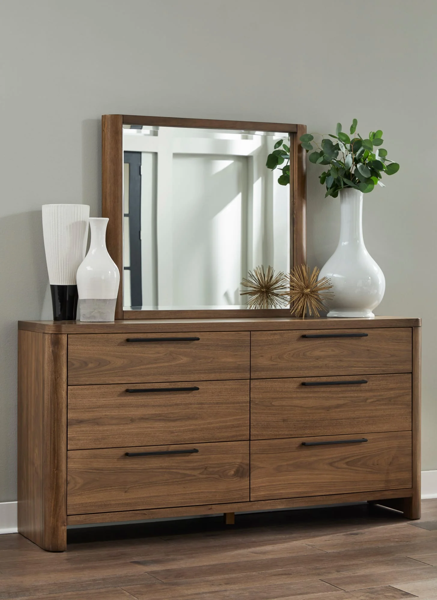 Totes English Walnut Beveled Glass Wall or Dresser Mirror - Image 3