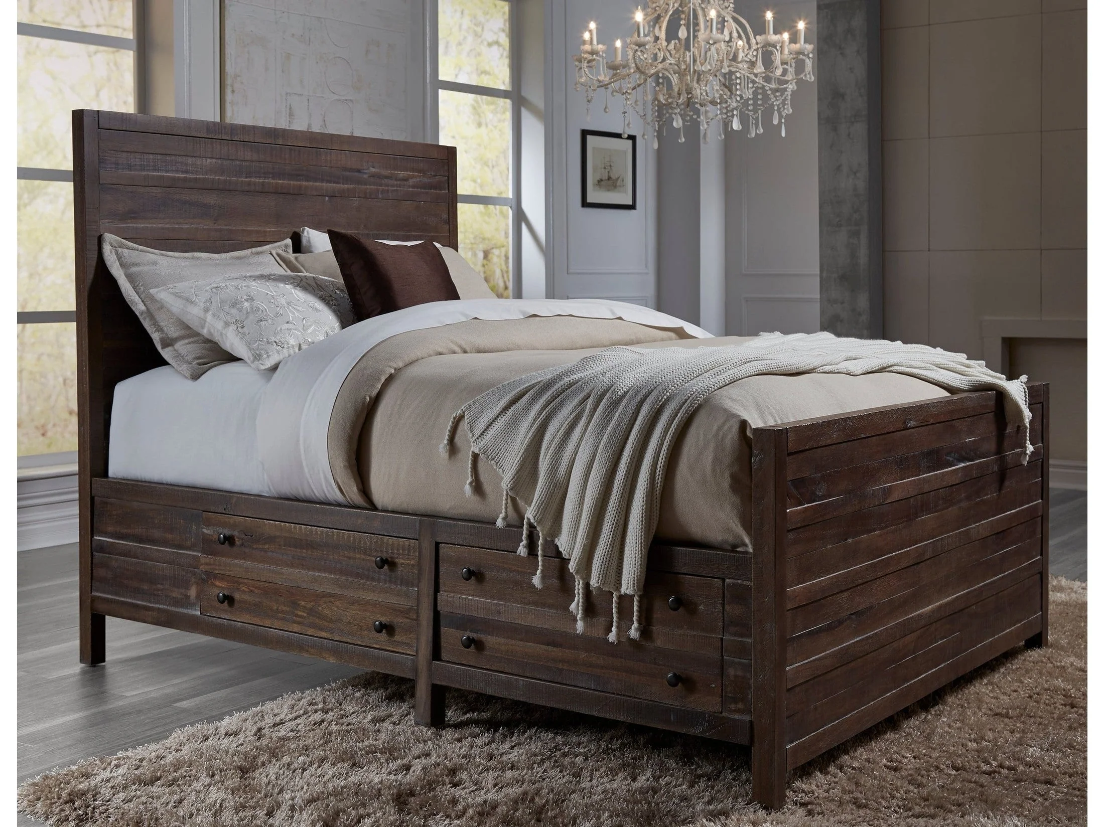 Townsend Solid Wood California King Storage Bed in Java