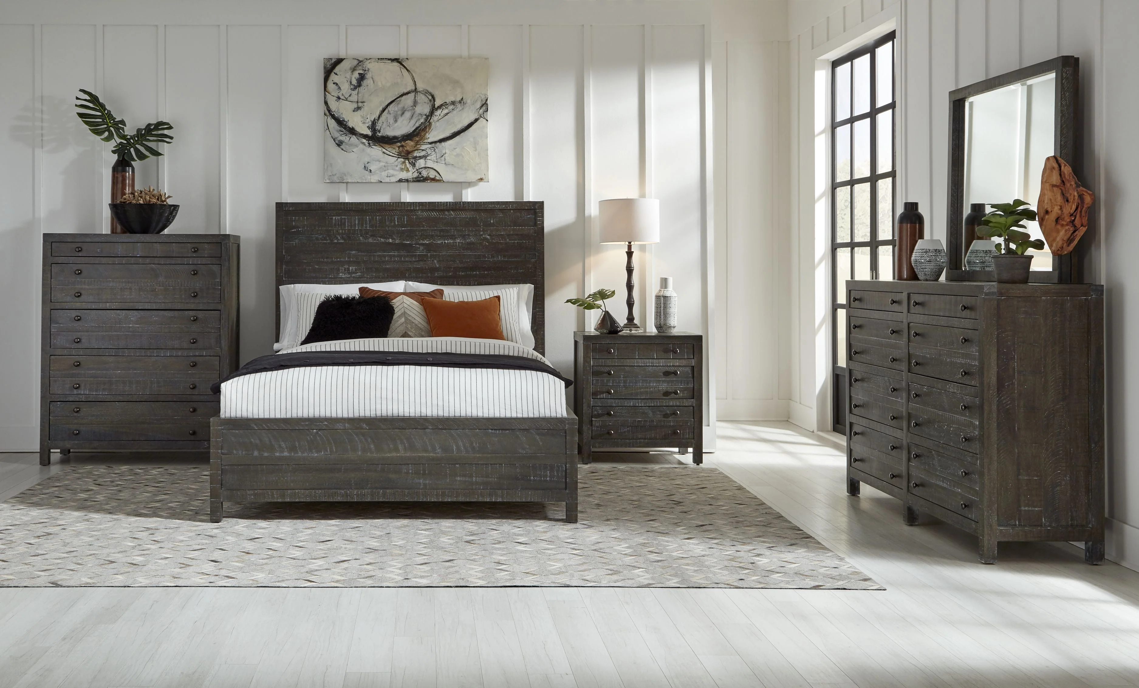 Townsend Solid Wood Eastern King Low-Profile Bed in Gunmetal - Image 2