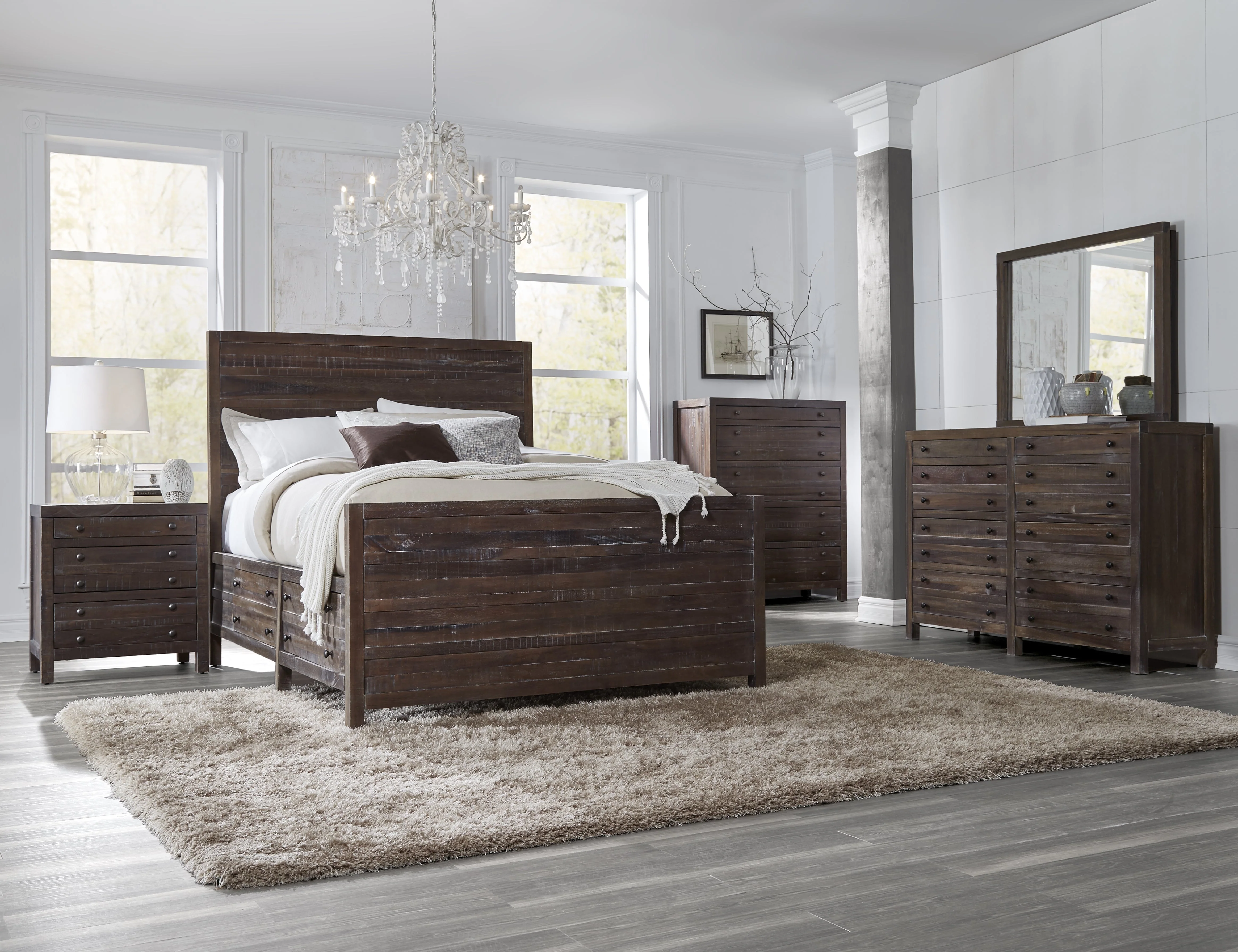 Townsend Solid Wood Queen Storage Bed in Java - Image 2
