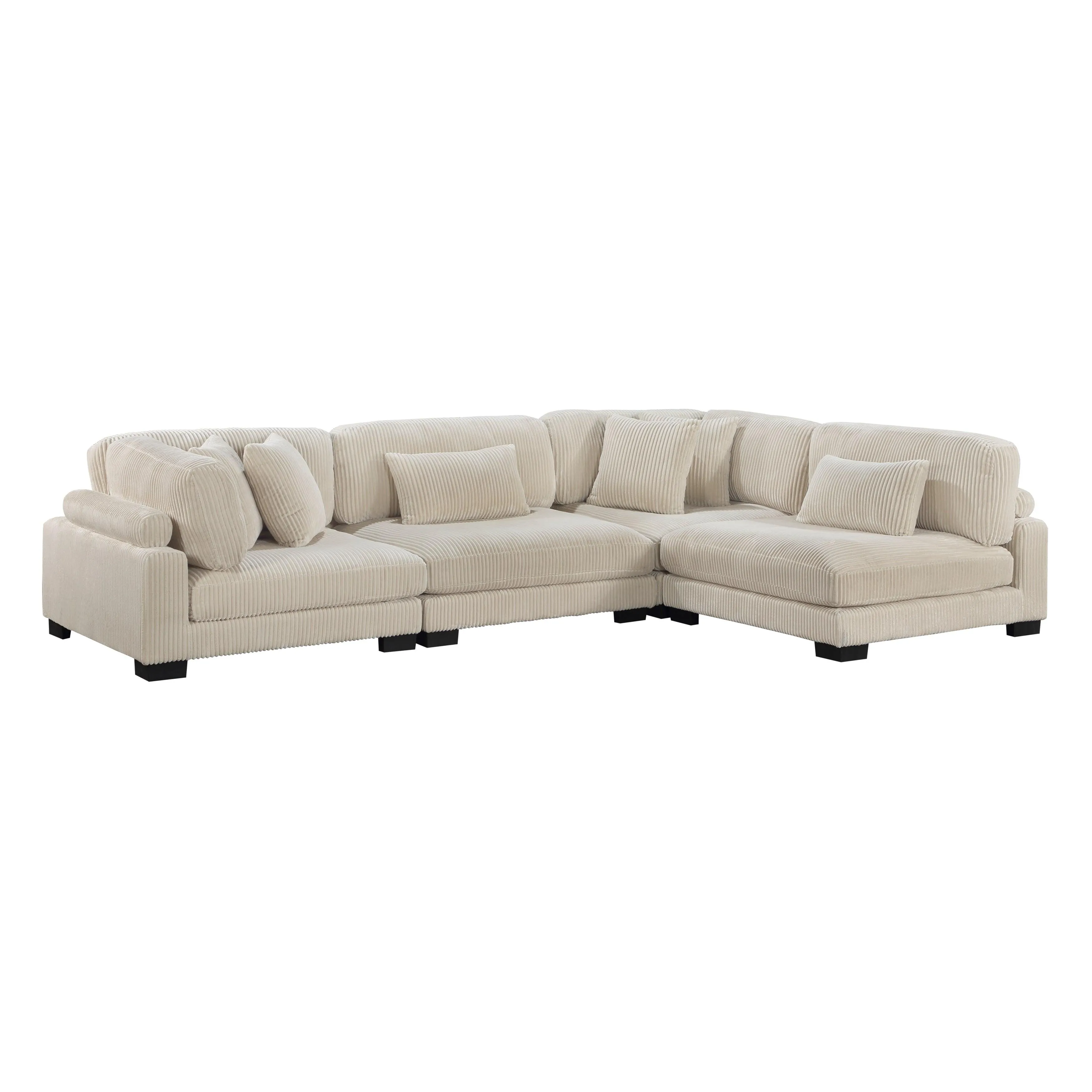 Traverse Beige Corduroy 4-Piece Modular Sectional - Image 13