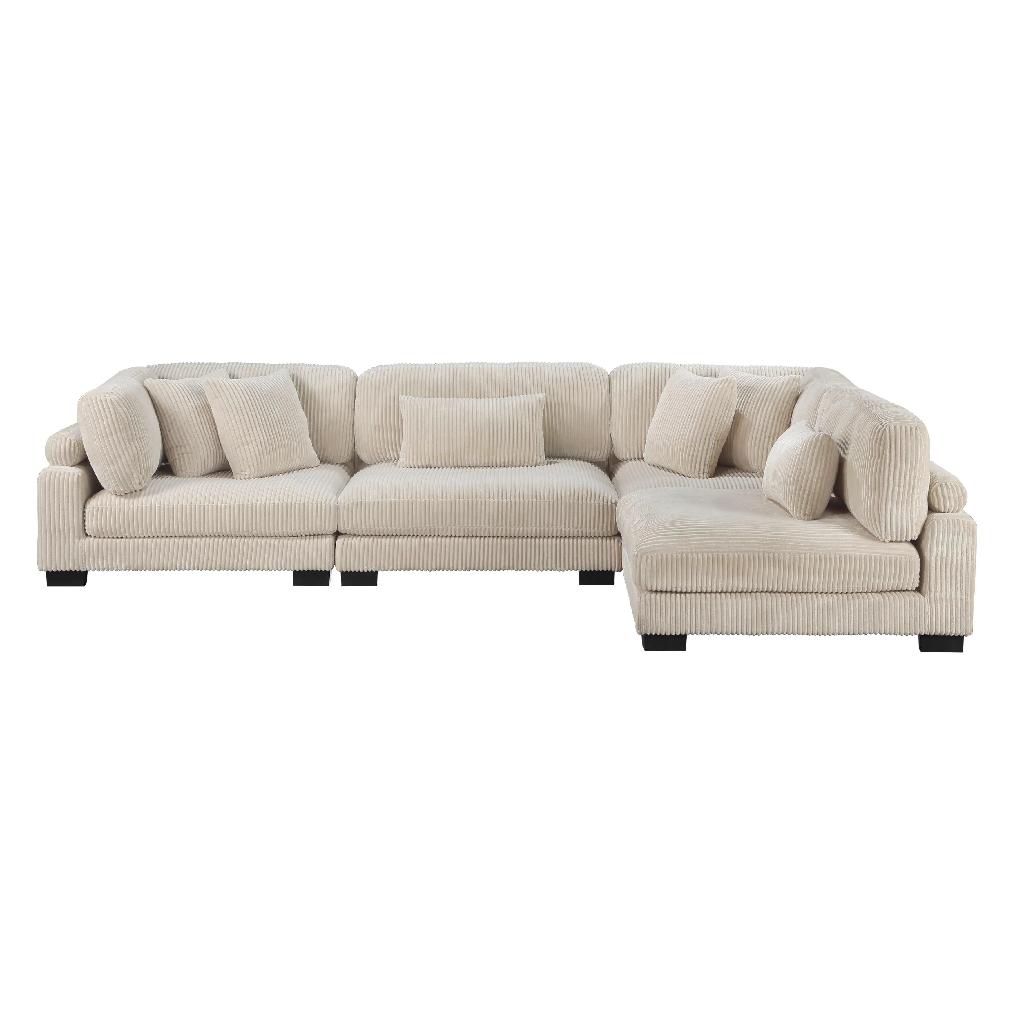 Traverse Beige Corduroy 4-Piece Modular Sectional - Image 2