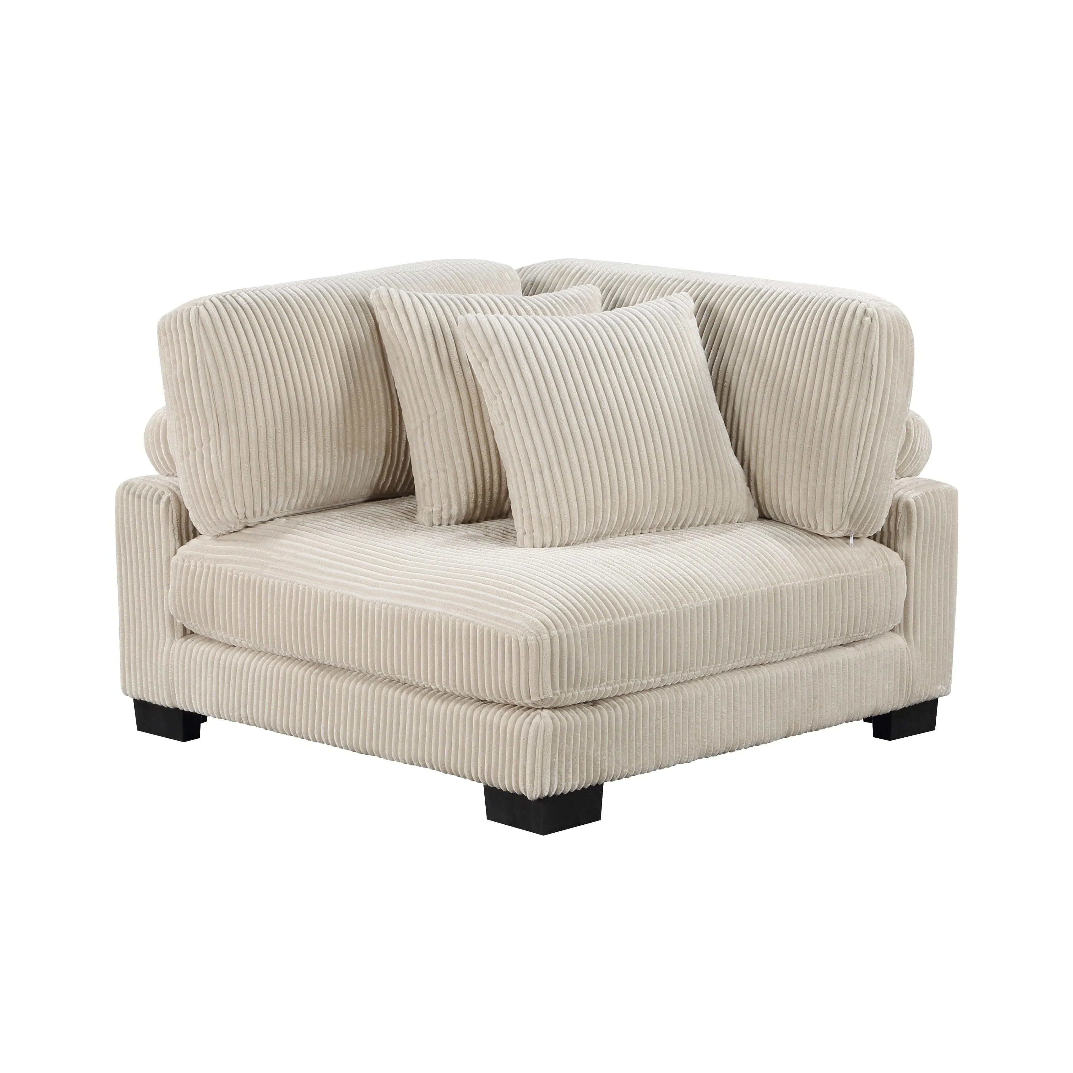 Traverse Beige Corduroy 4-Piece Modular Sectional with Ottoman - Image 17