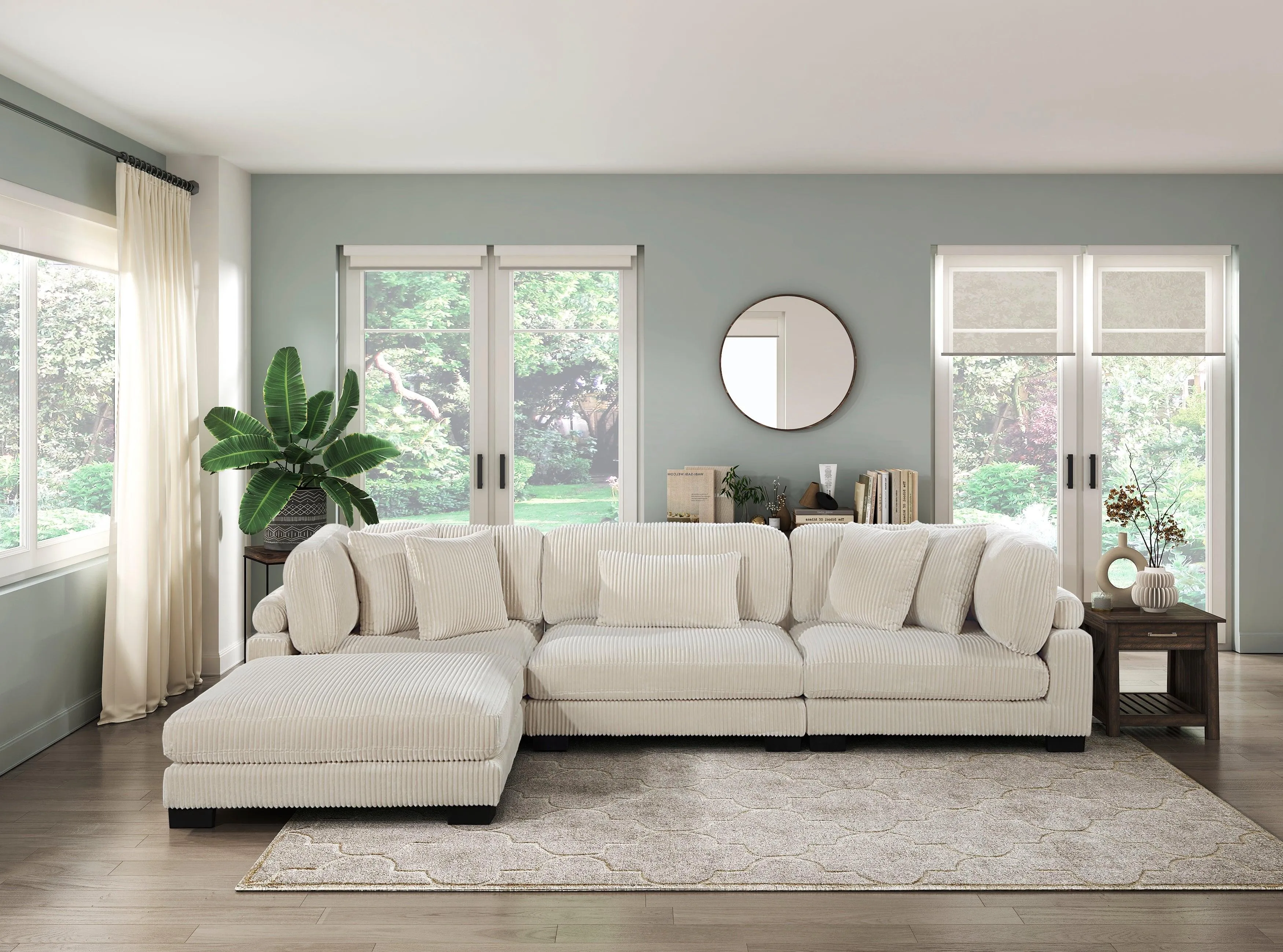 Traverse Beige Corduroy 4-Piece Modular Sectional with Ottoman - Image 23