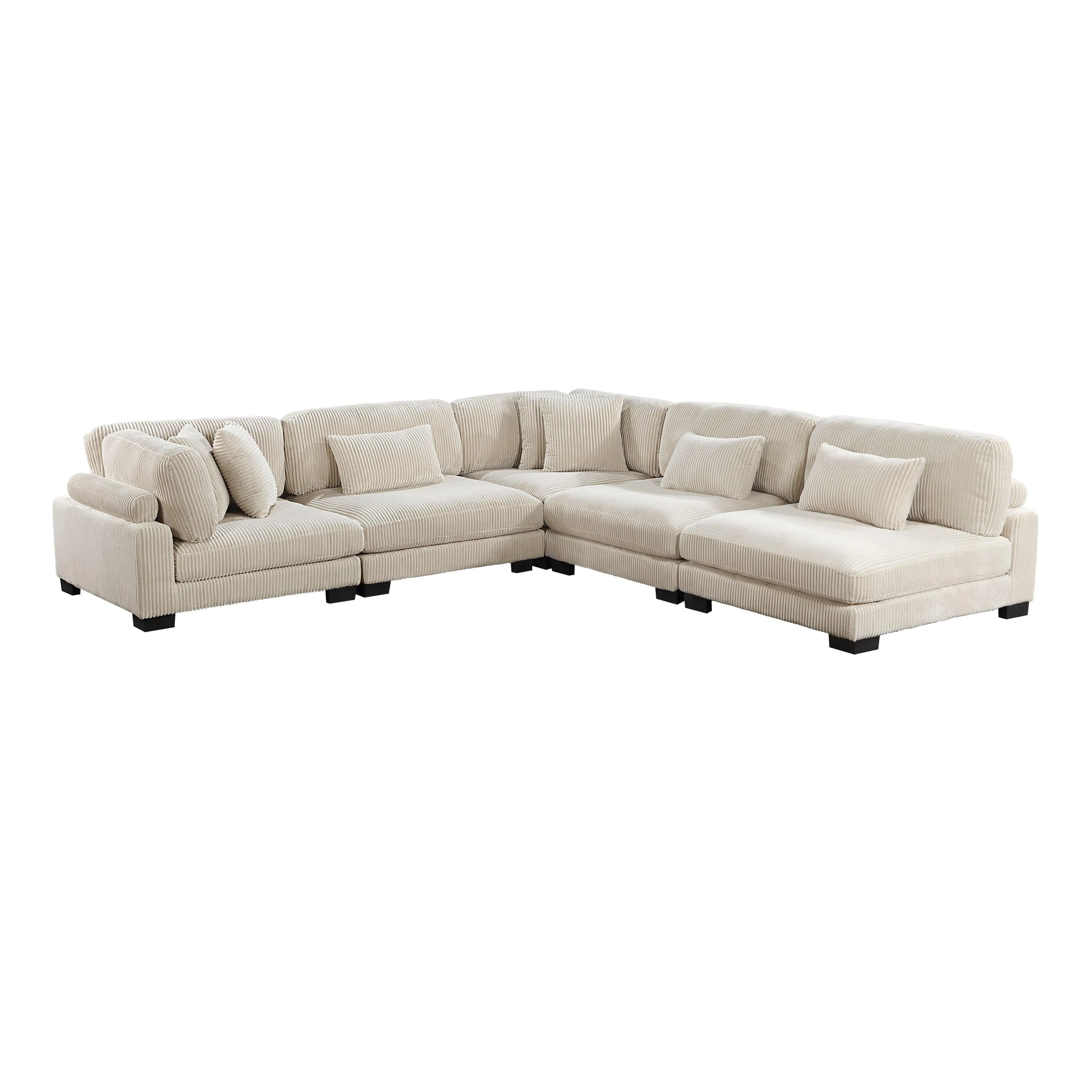 Traverse Beige Corduroy 5-Piece Modular Sectional - Image 2