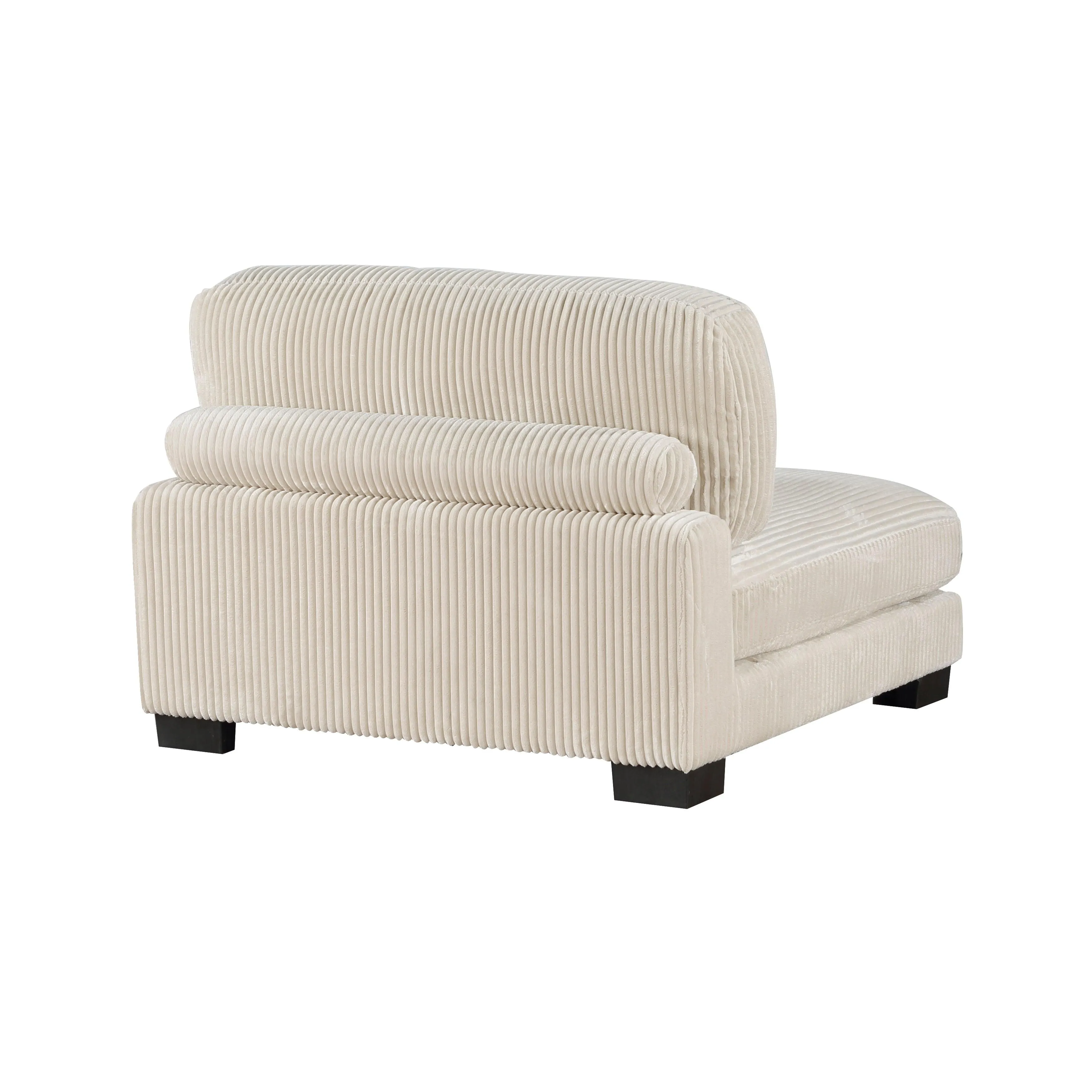 Traverse Beige Corduroy Armless Chair - Image 4
