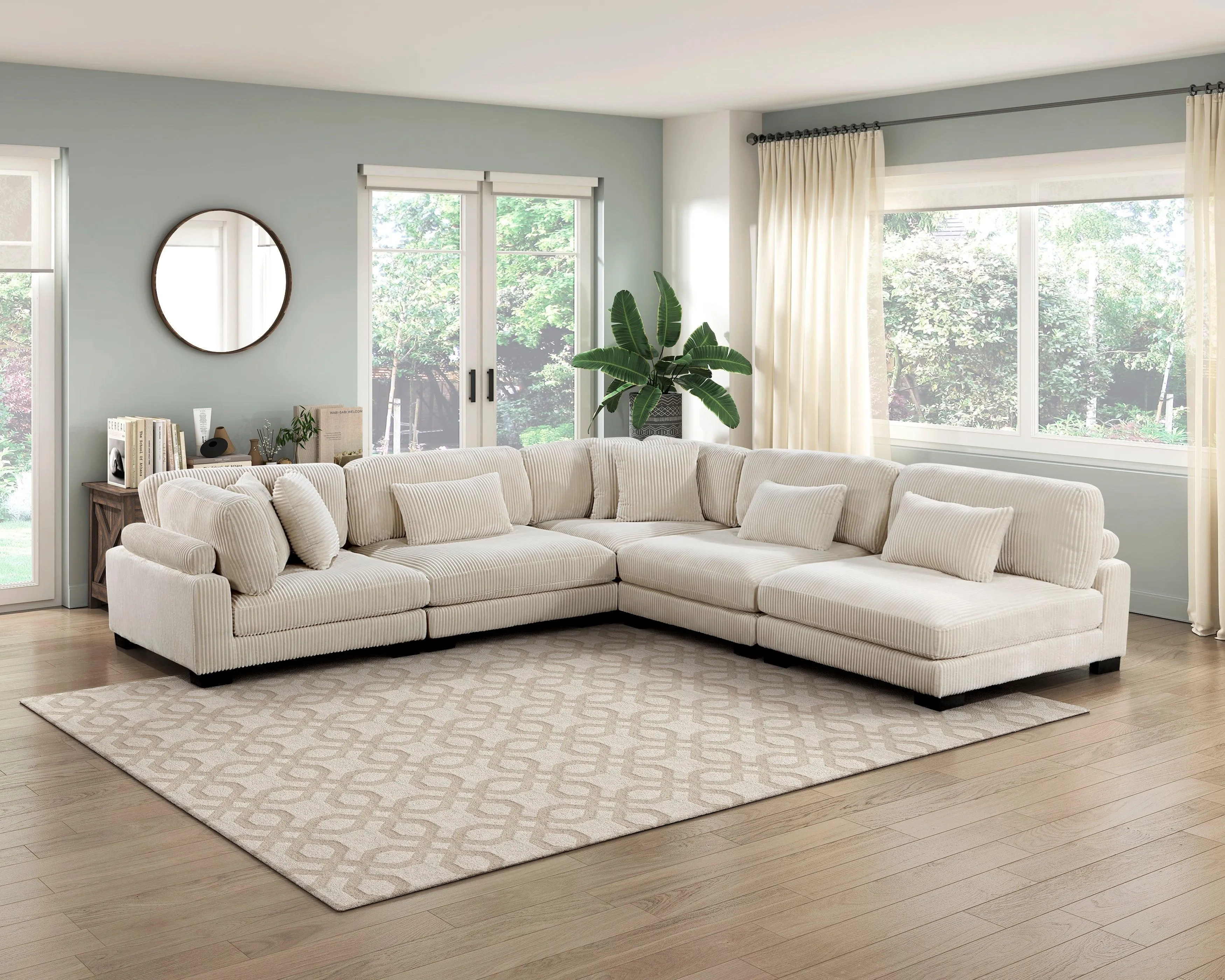 Traverse Beige Corduroy Corner Seat - Image 2