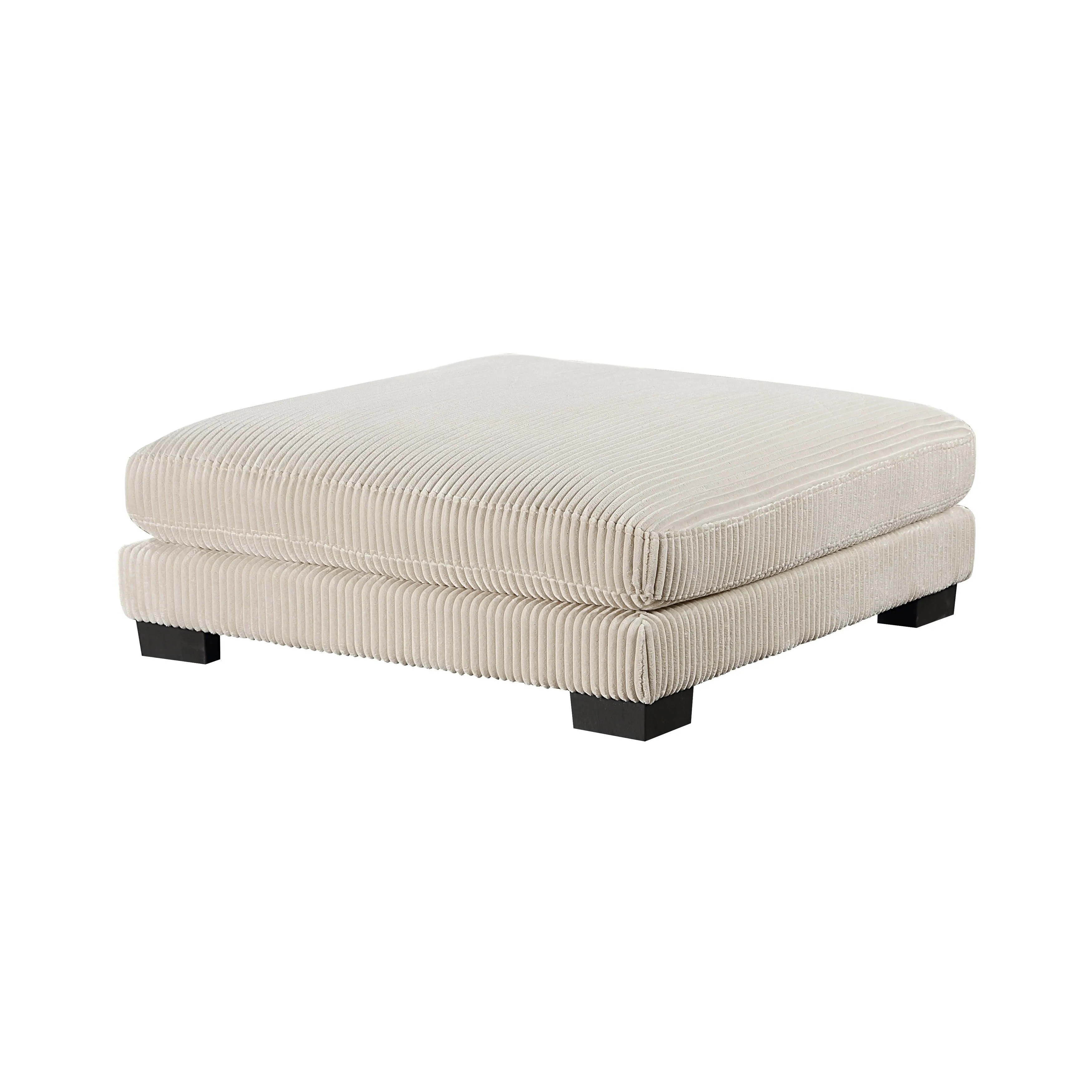 Traverse Beige Corduroy Ottoman - Image 4