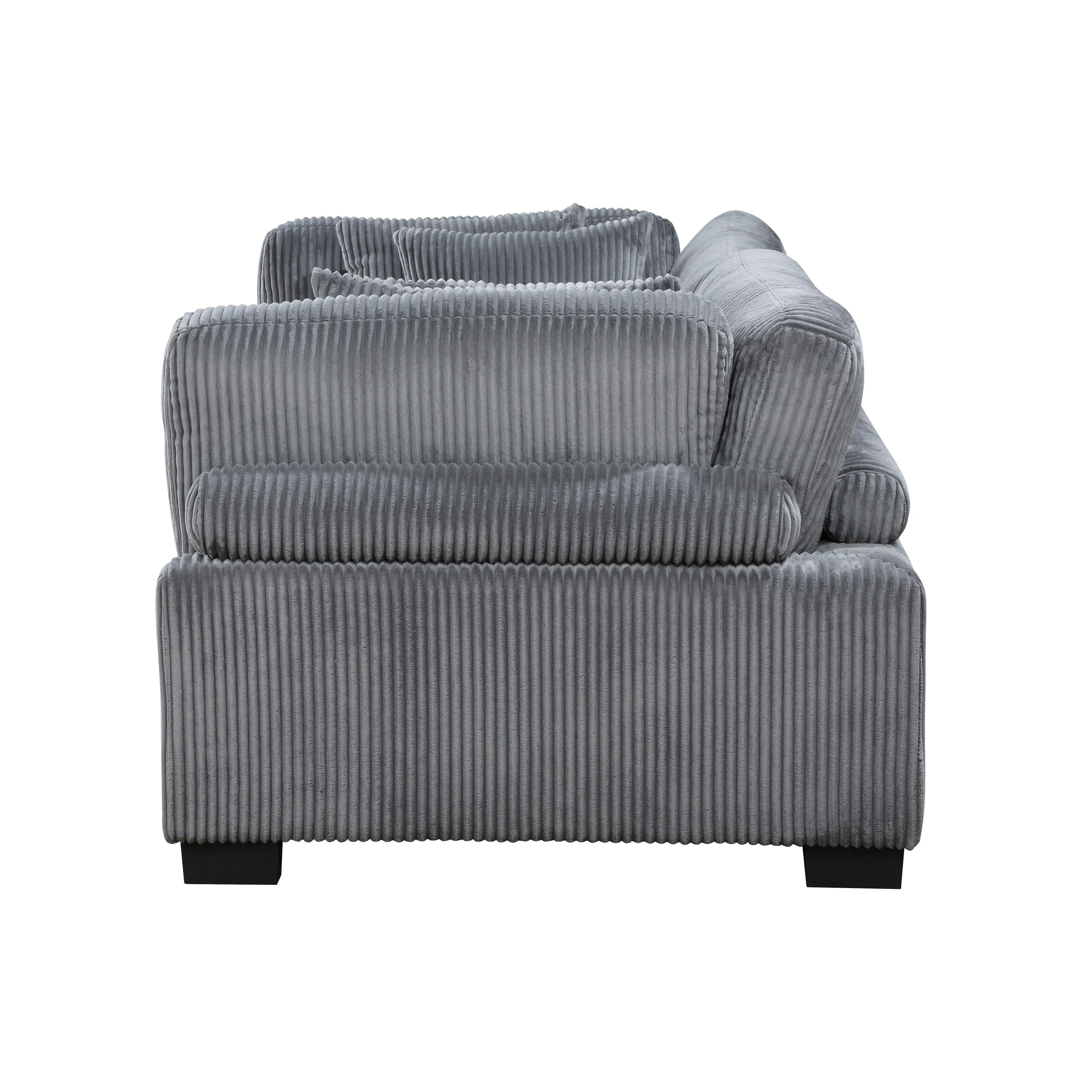Traverse Gray Corduroy 2-Piece Loveseat - Image 5
