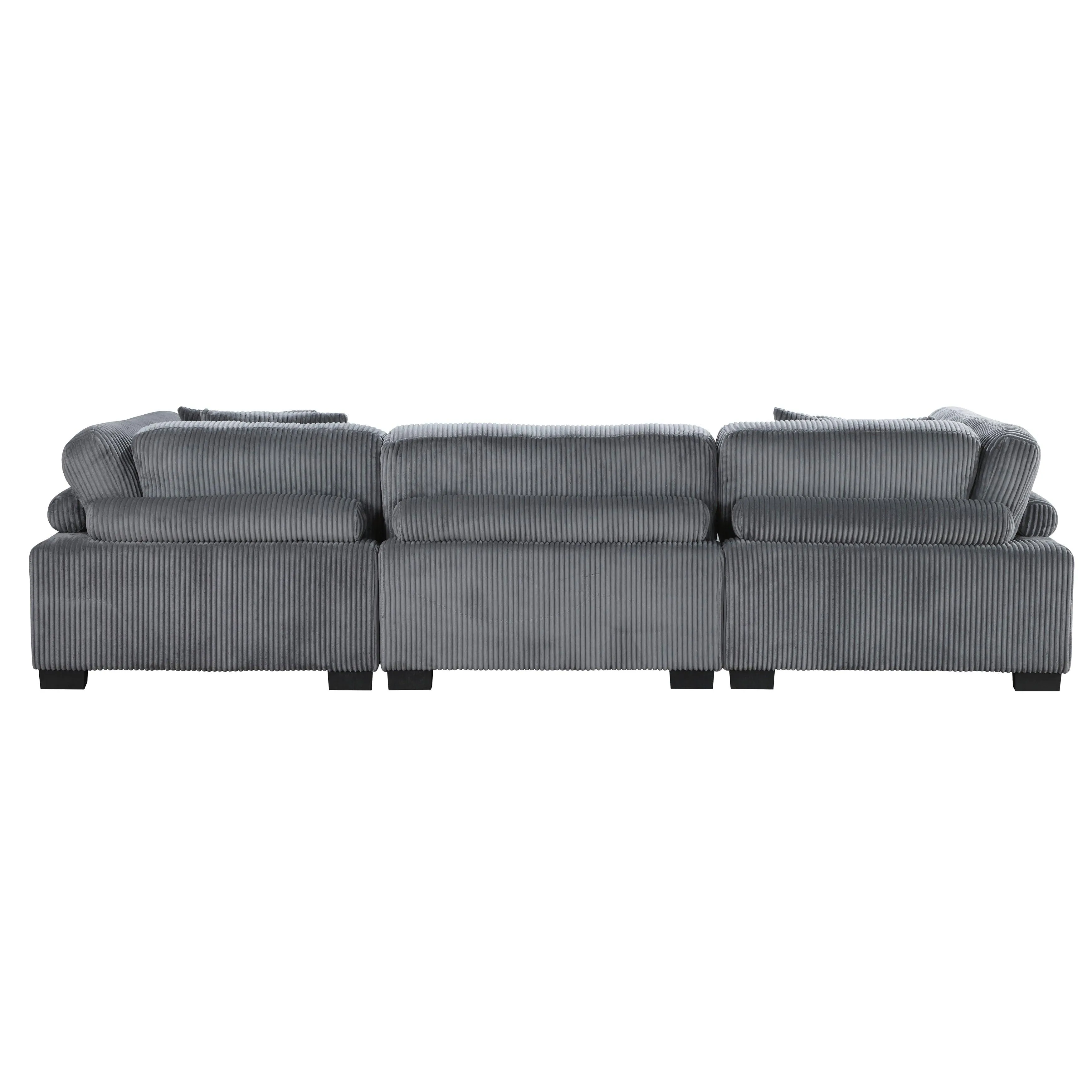 Traverse Gray Corduroy 3-Piece Sofa - Image 4