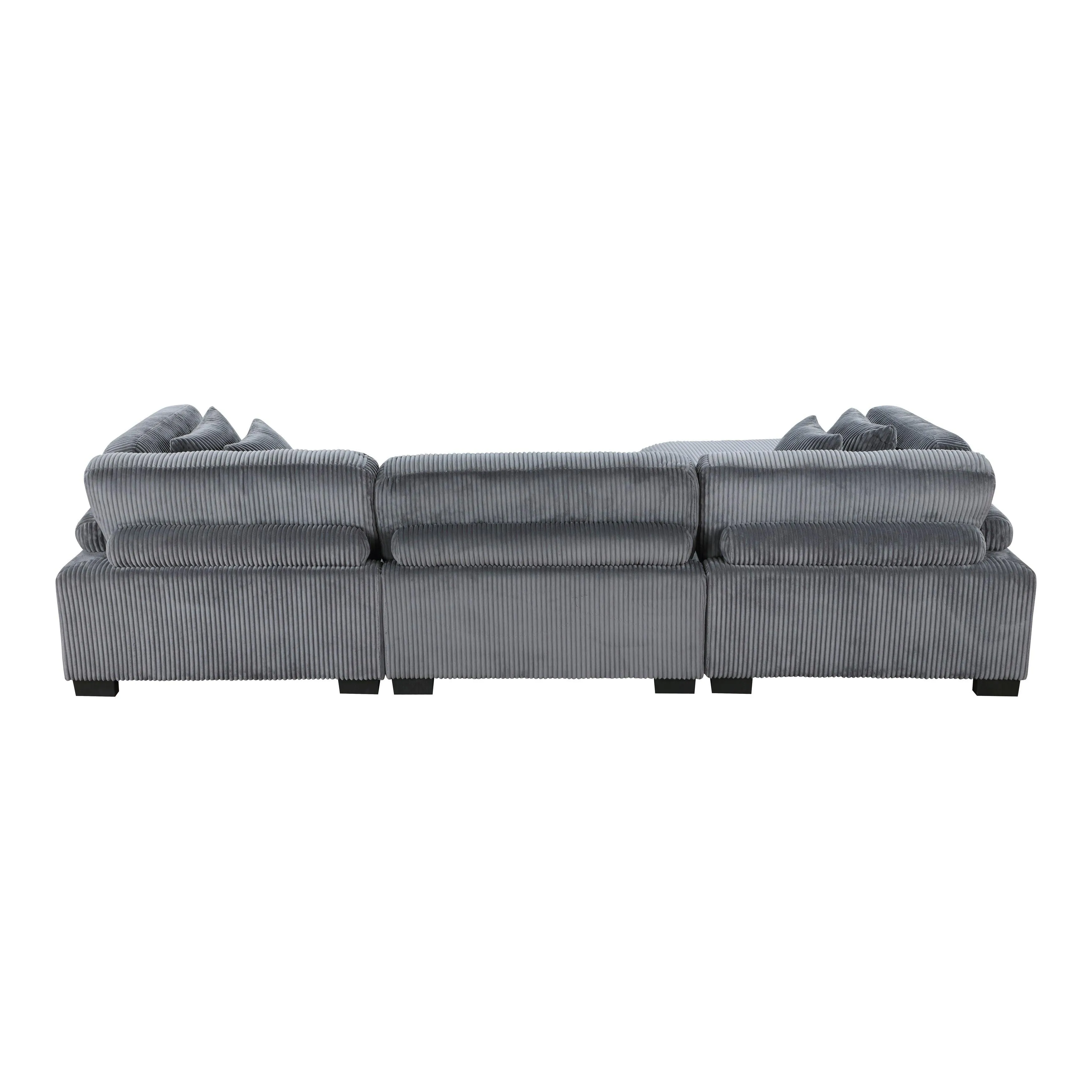 Traverse Gray Corduroy 4-Piece Modular Sectional with Ottoman - Image 5