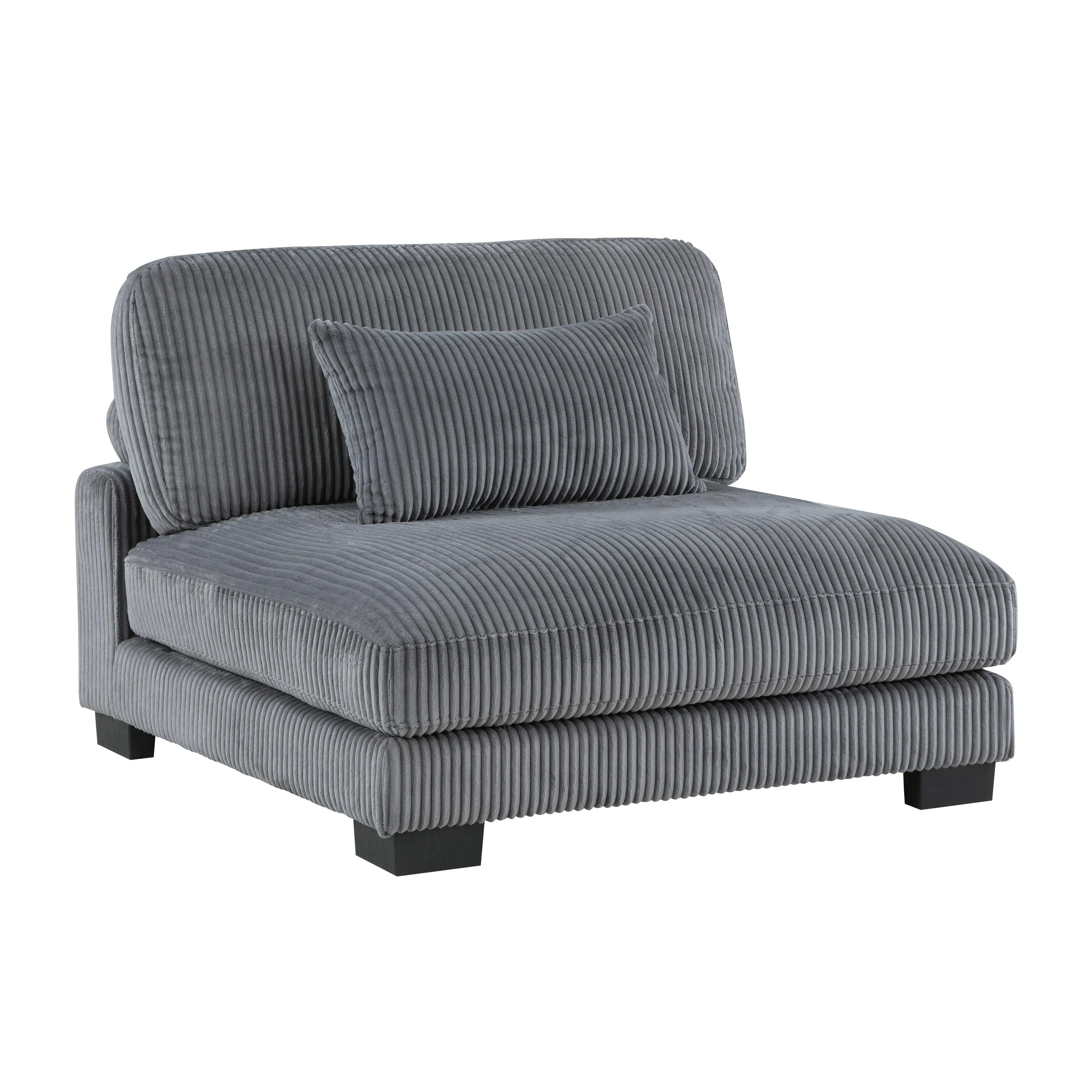 Traverse Gray Corduroy 4-Piece Modular Sectional with Ottoman - Image 6