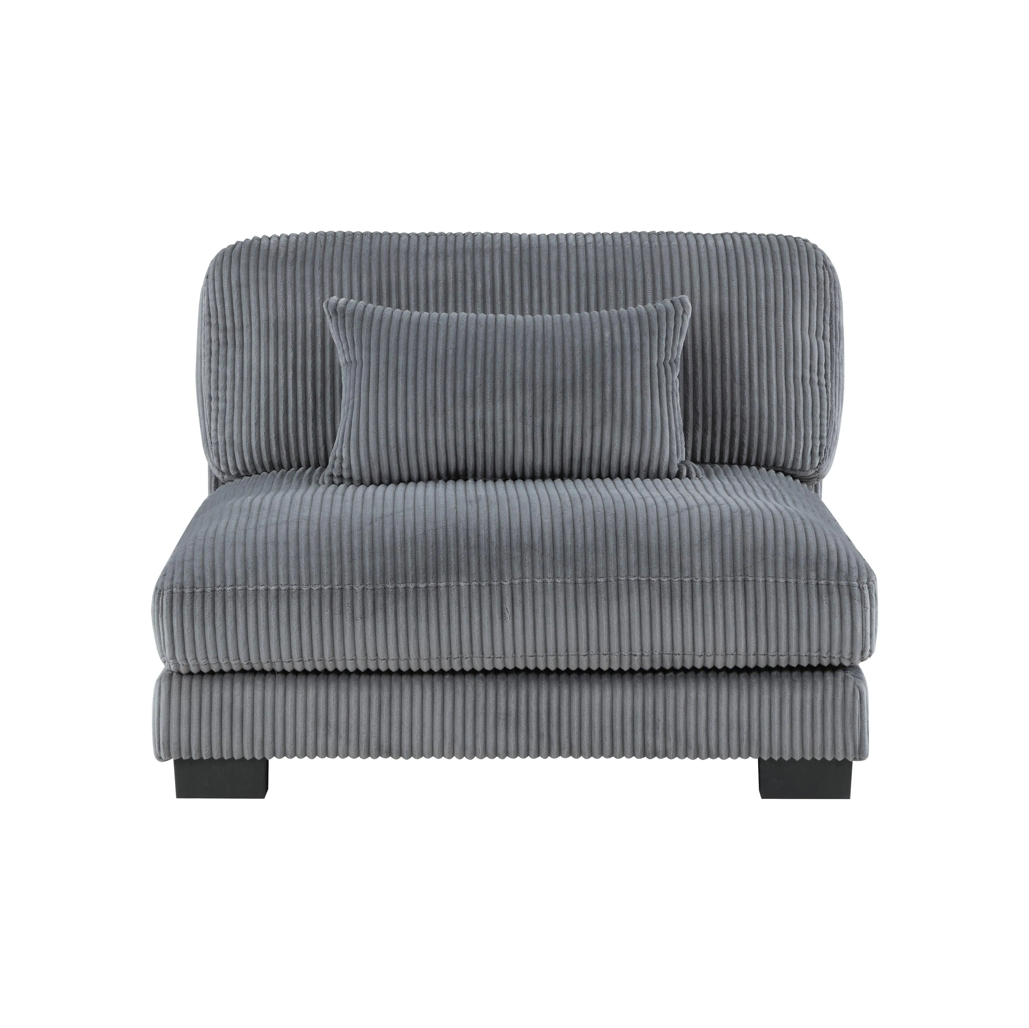 Traverse Gray Corduroy Armless Chair - Image 4