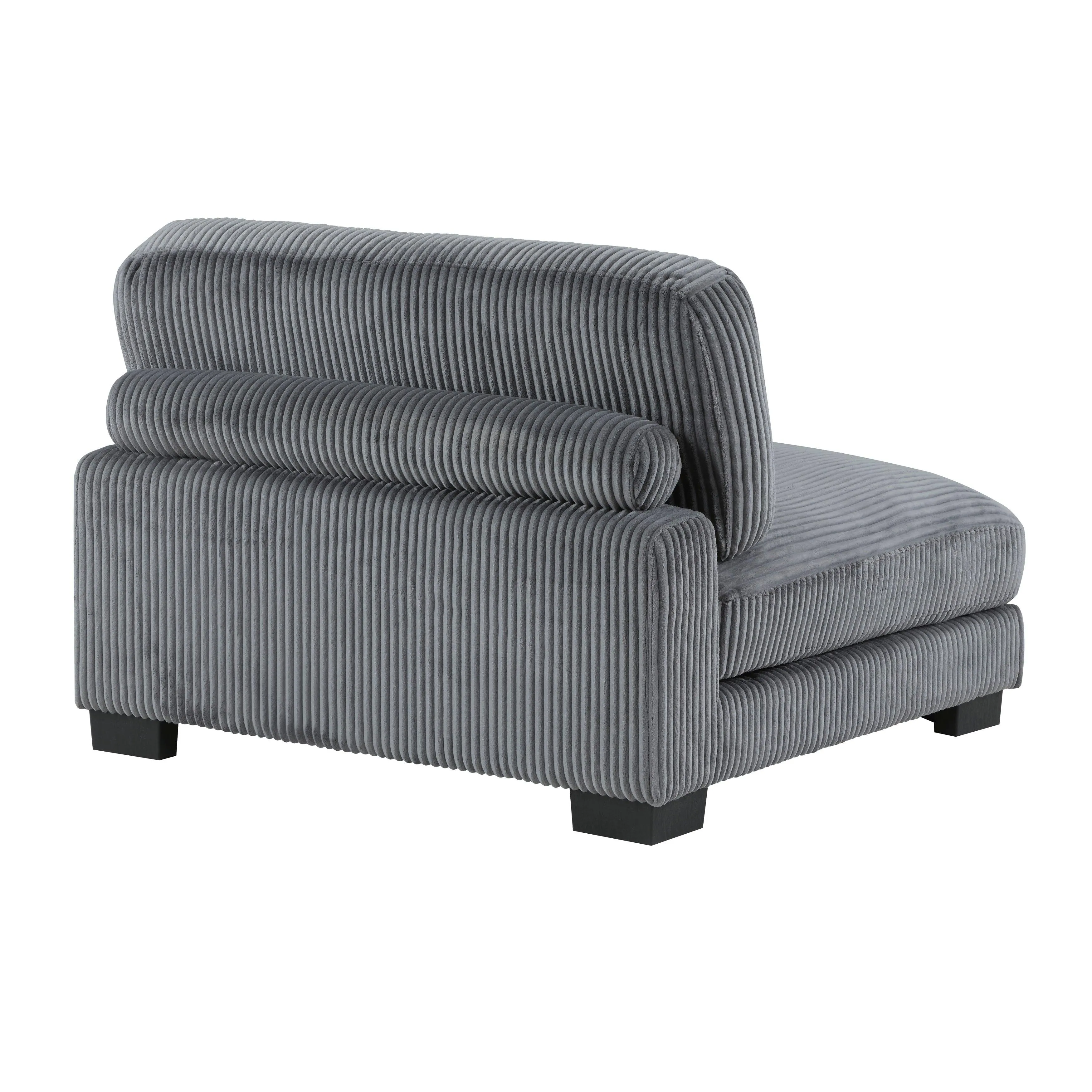 Traverse Gray Corduroy Armless Chair - Image 5