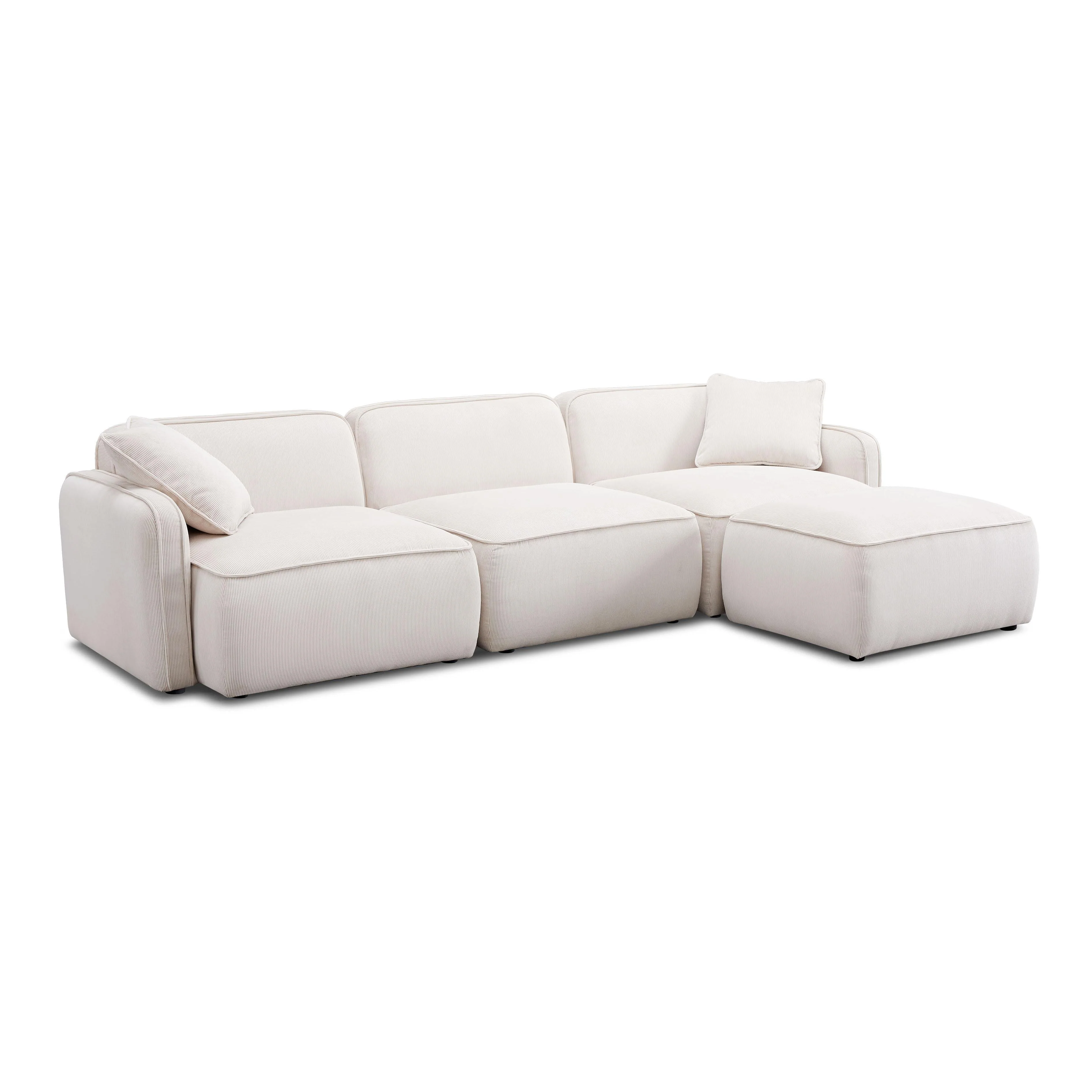 Travie Performance Corduroy Velvet 4-Piece Modular Sectional