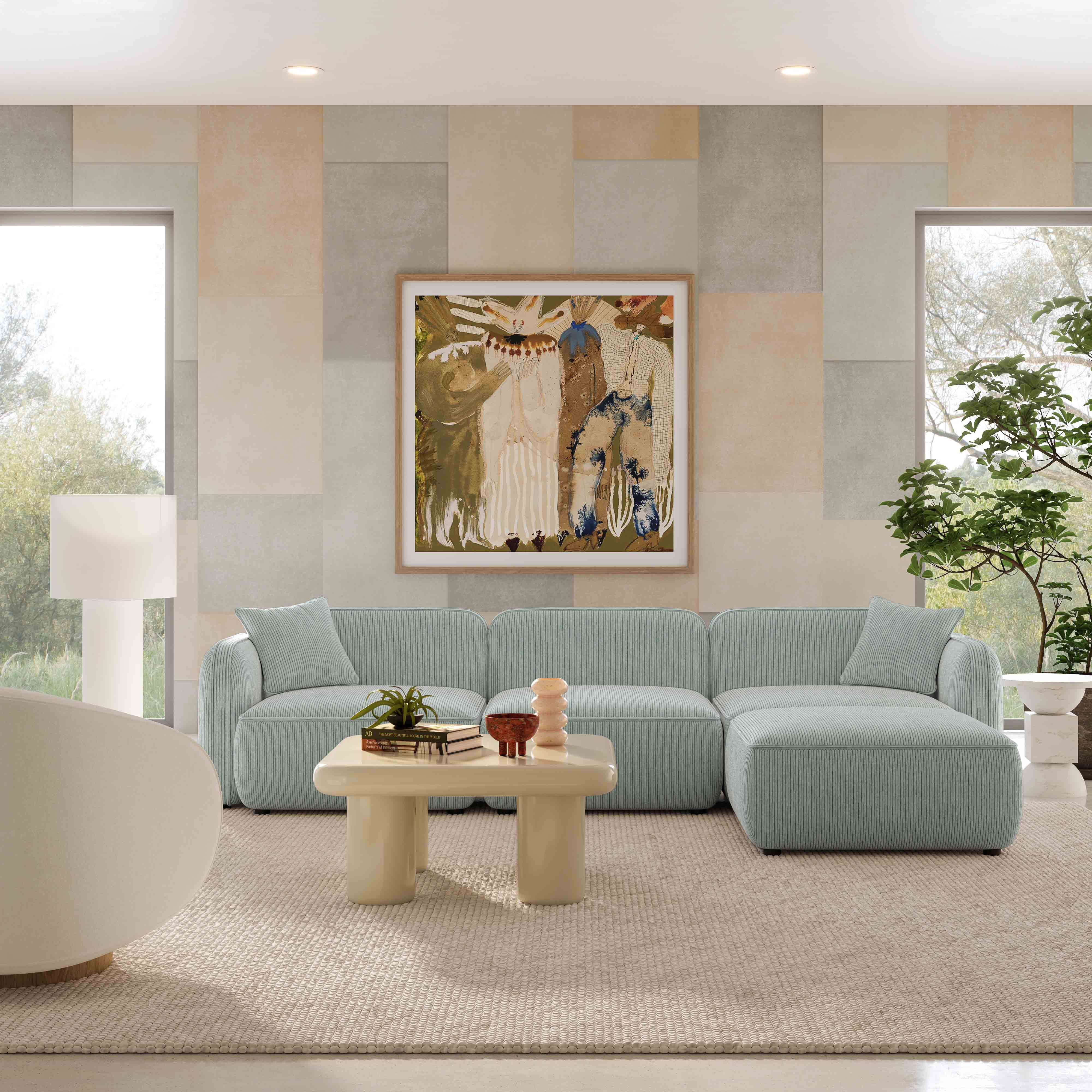 Travie Performance Corduroy Velvet 4-Piece Modular Sectional - Image 12