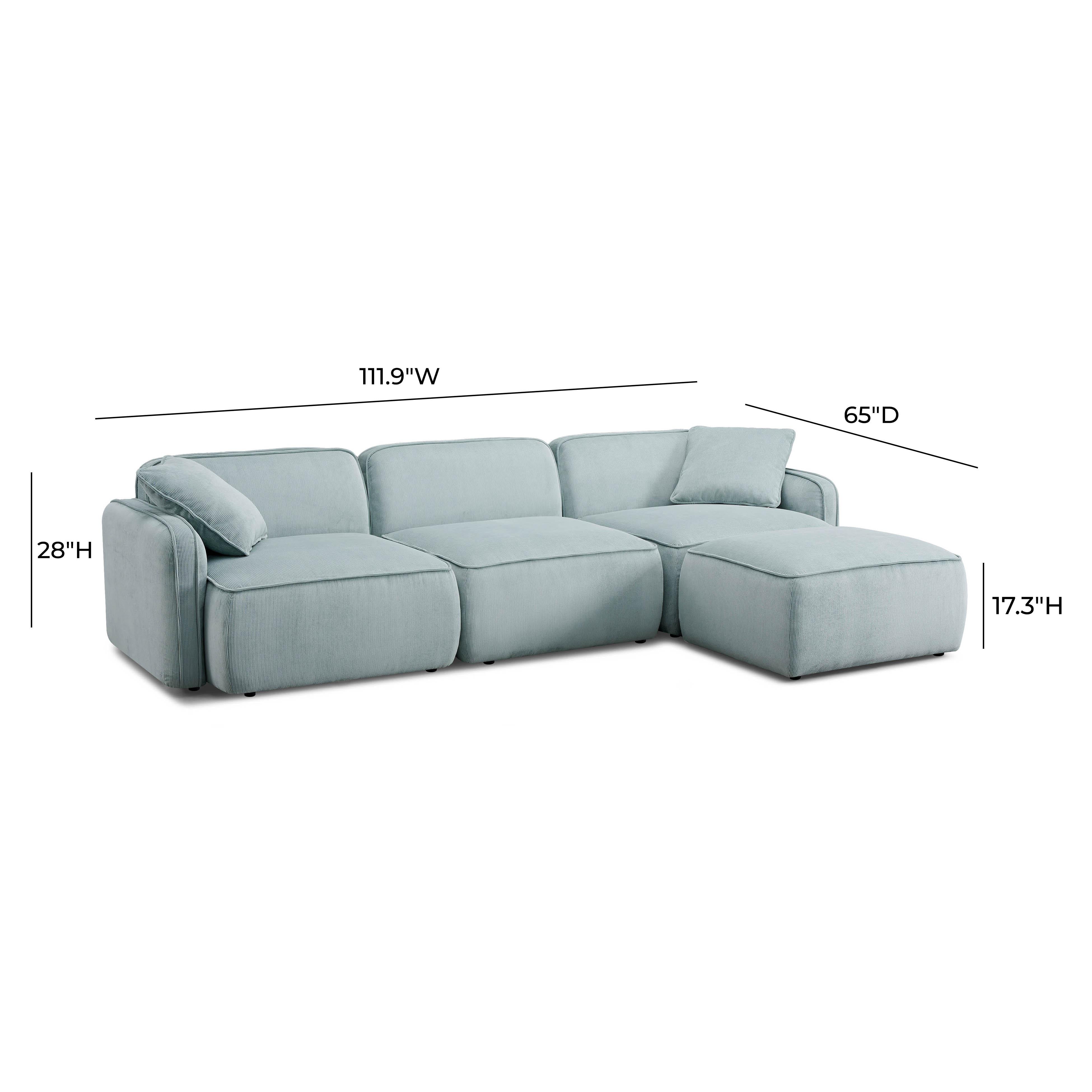 Travie Performance Corduroy Velvet 4-Piece Modular Sectional - Image 18