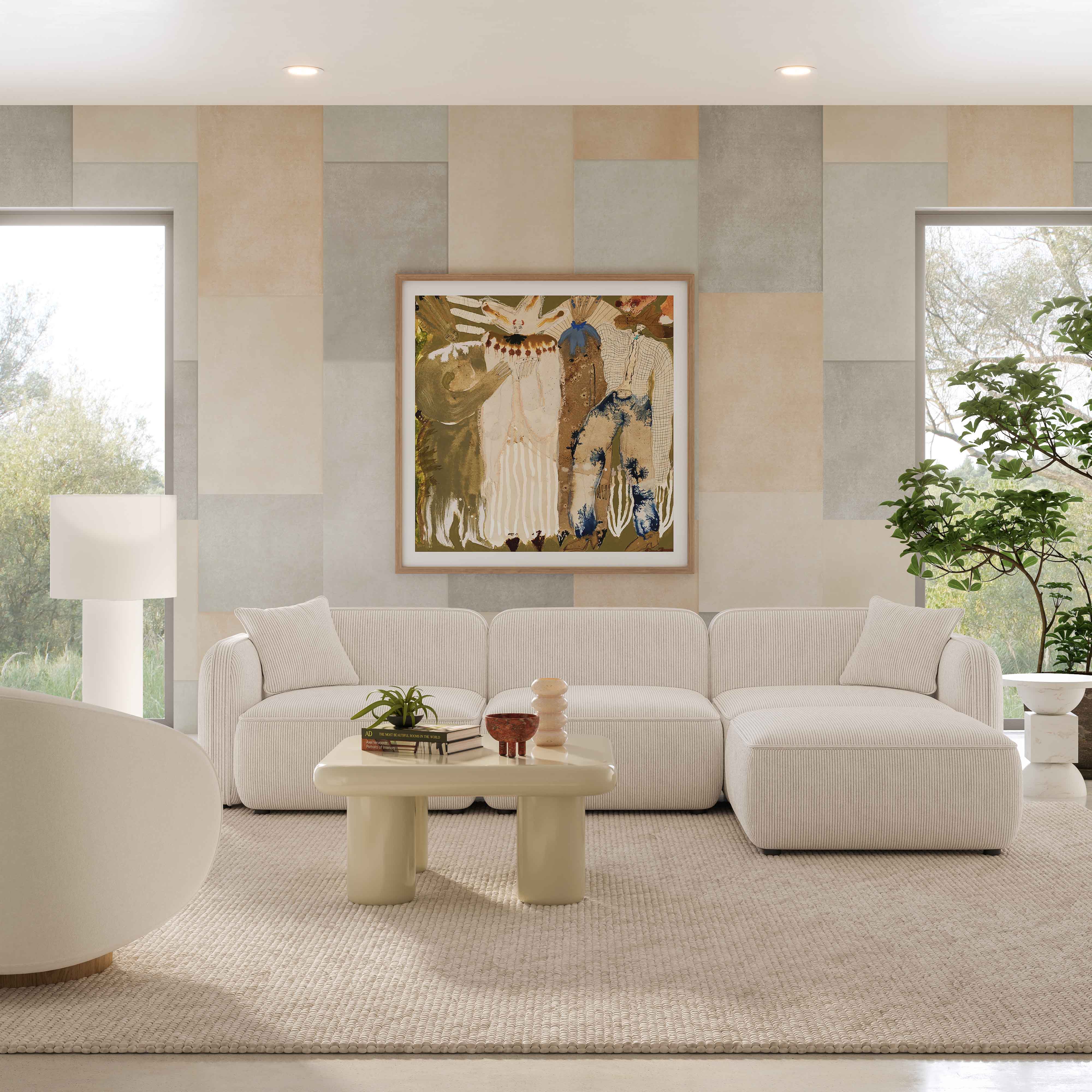Travie Performance Corduroy Velvet 4-Piece Modular Sectional - Image 2