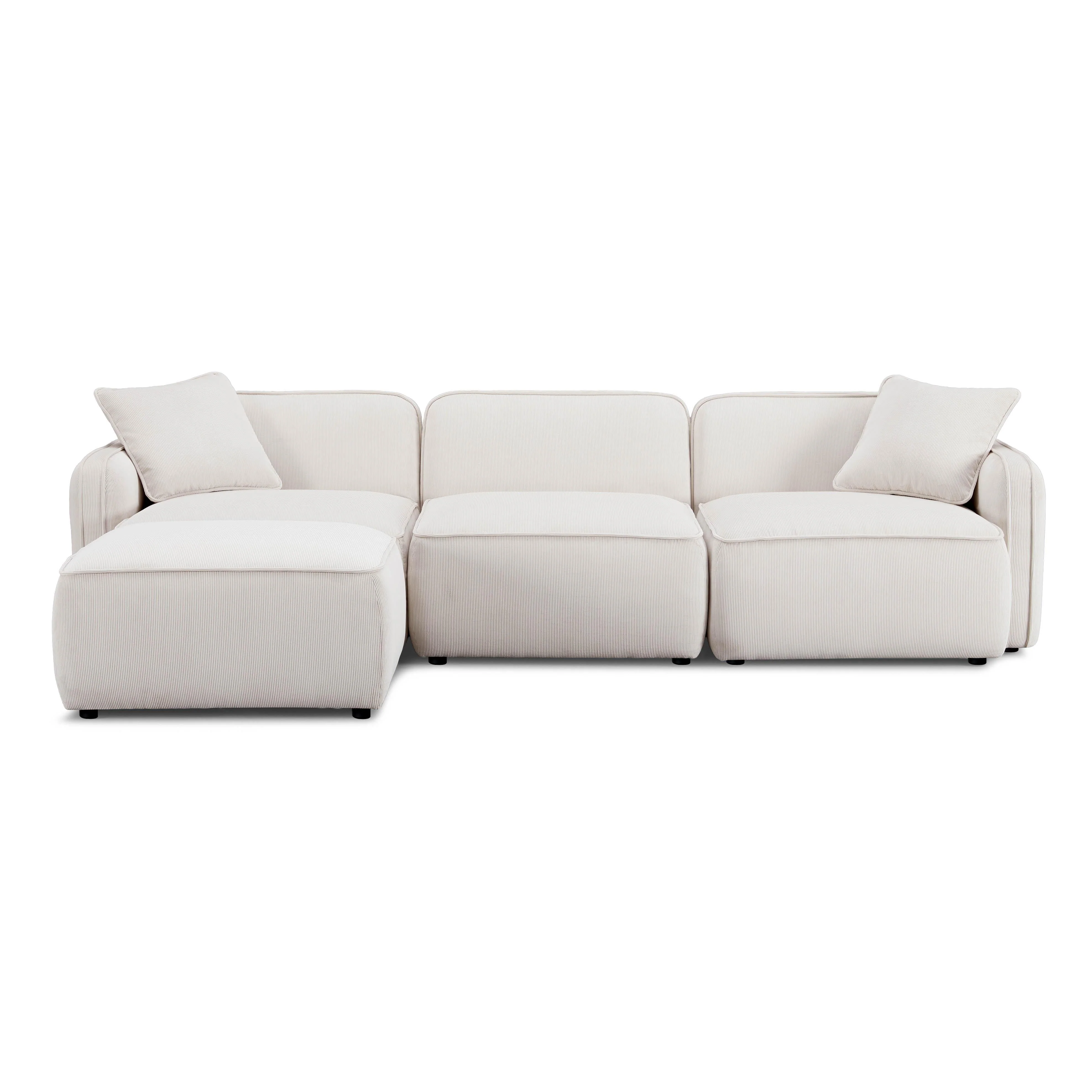 Travie Performance Corduroy Velvet 4-Piece Modular Sectional - Image 6