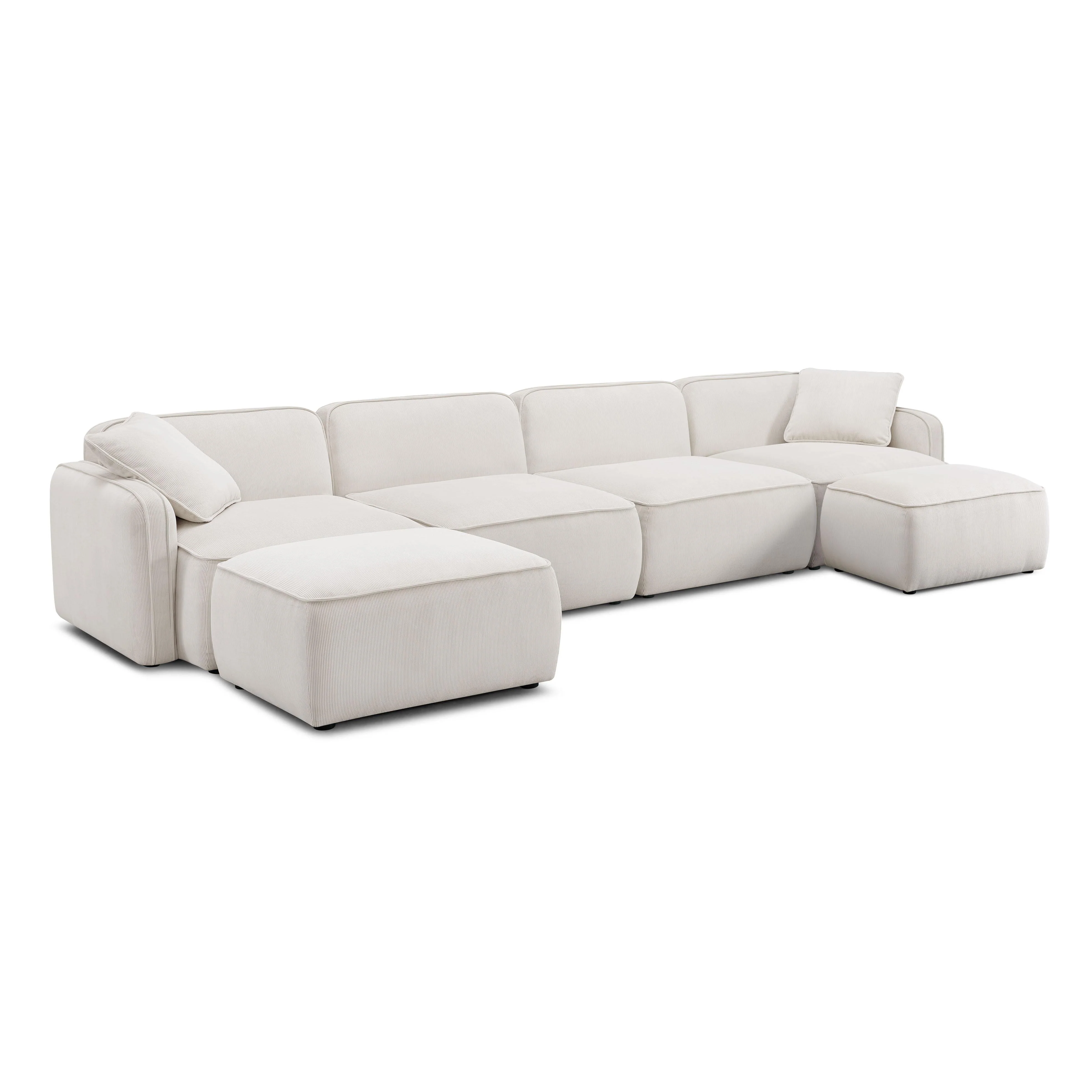 Travie Performance Corduroy Velvet 6-Piece Modular U-Sectional