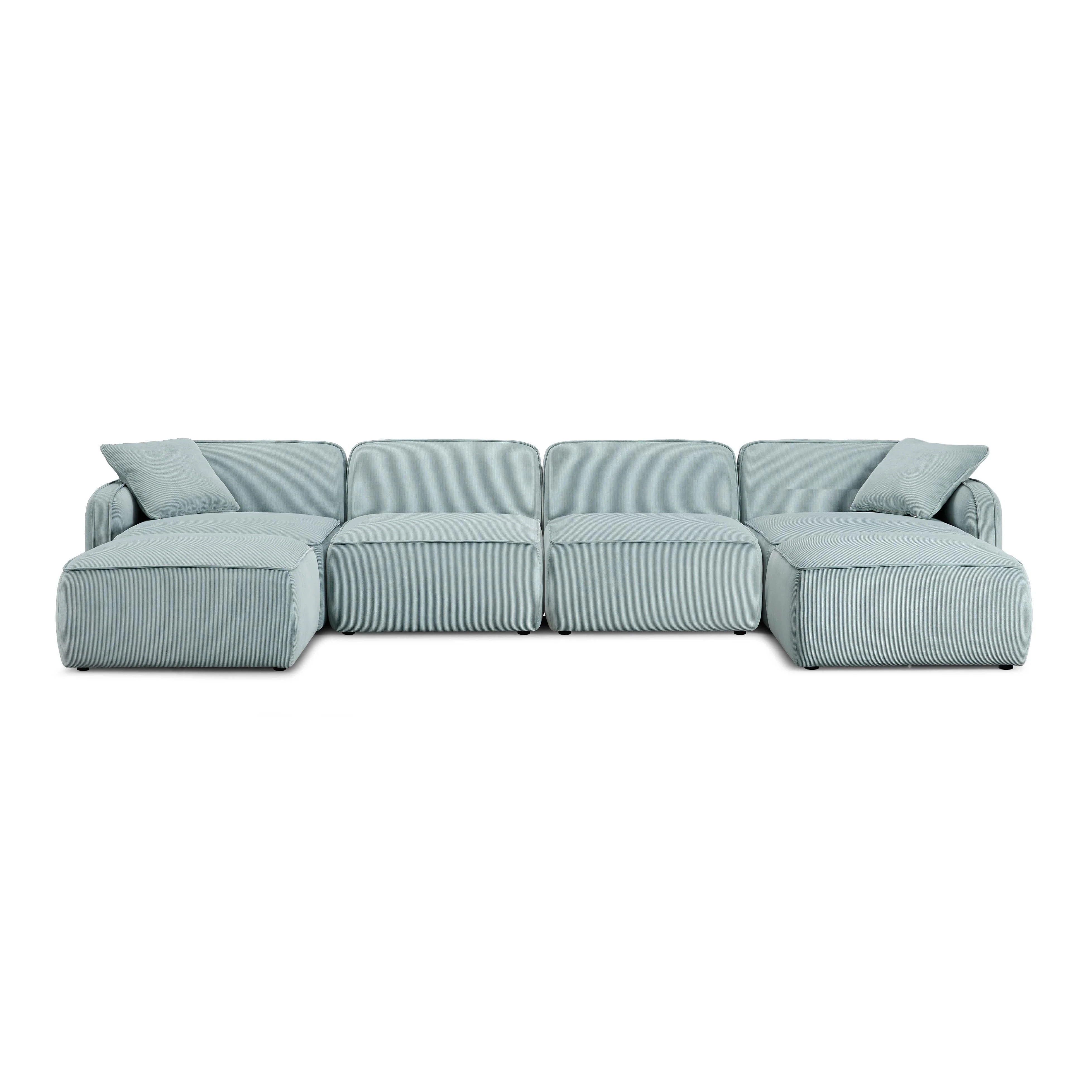 Travie Performance Corduroy Velvet 6-Piece Modular U-Sectional - Image 11