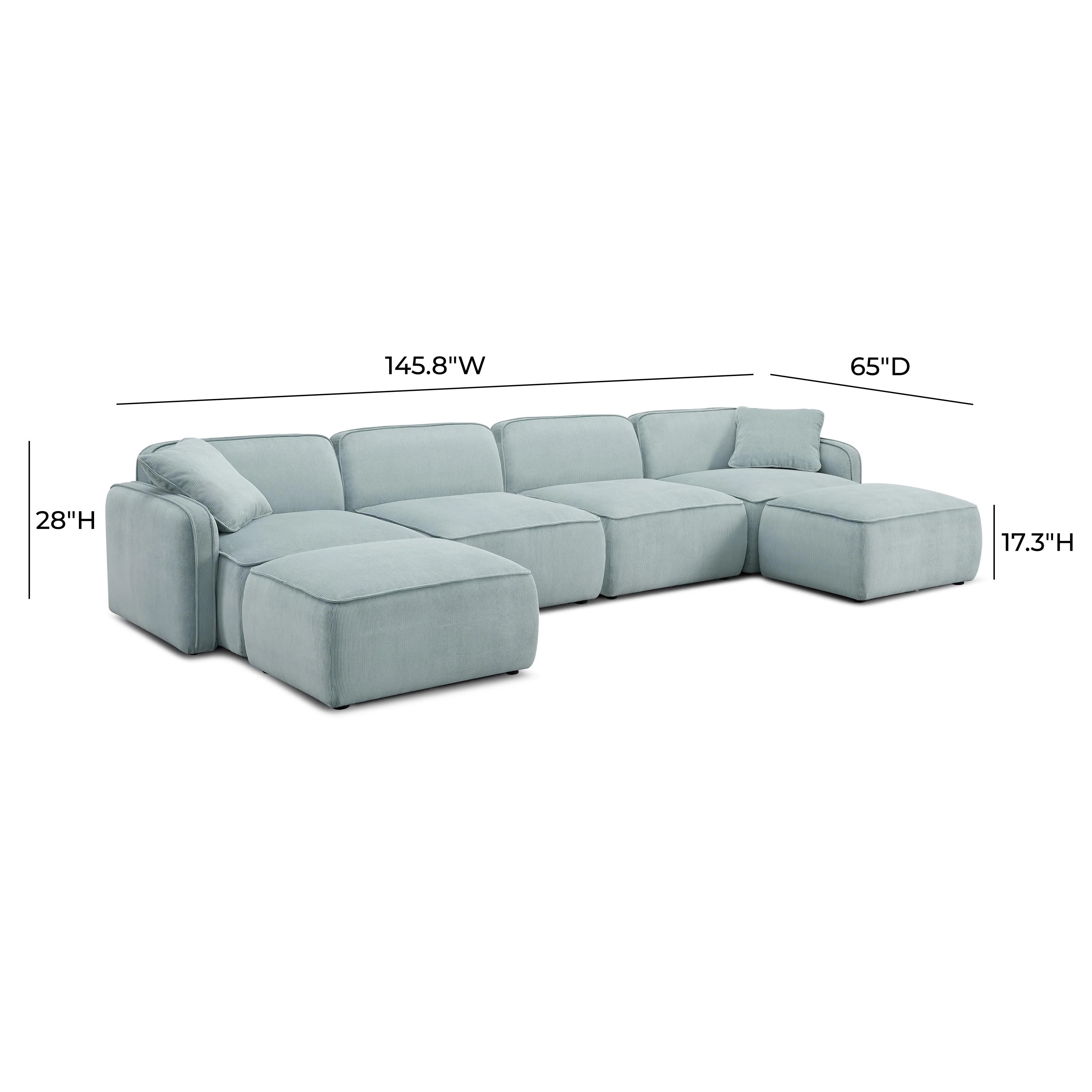 Travie Performance Corduroy Velvet 6-Piece Modular U-Sectional - Image 14
