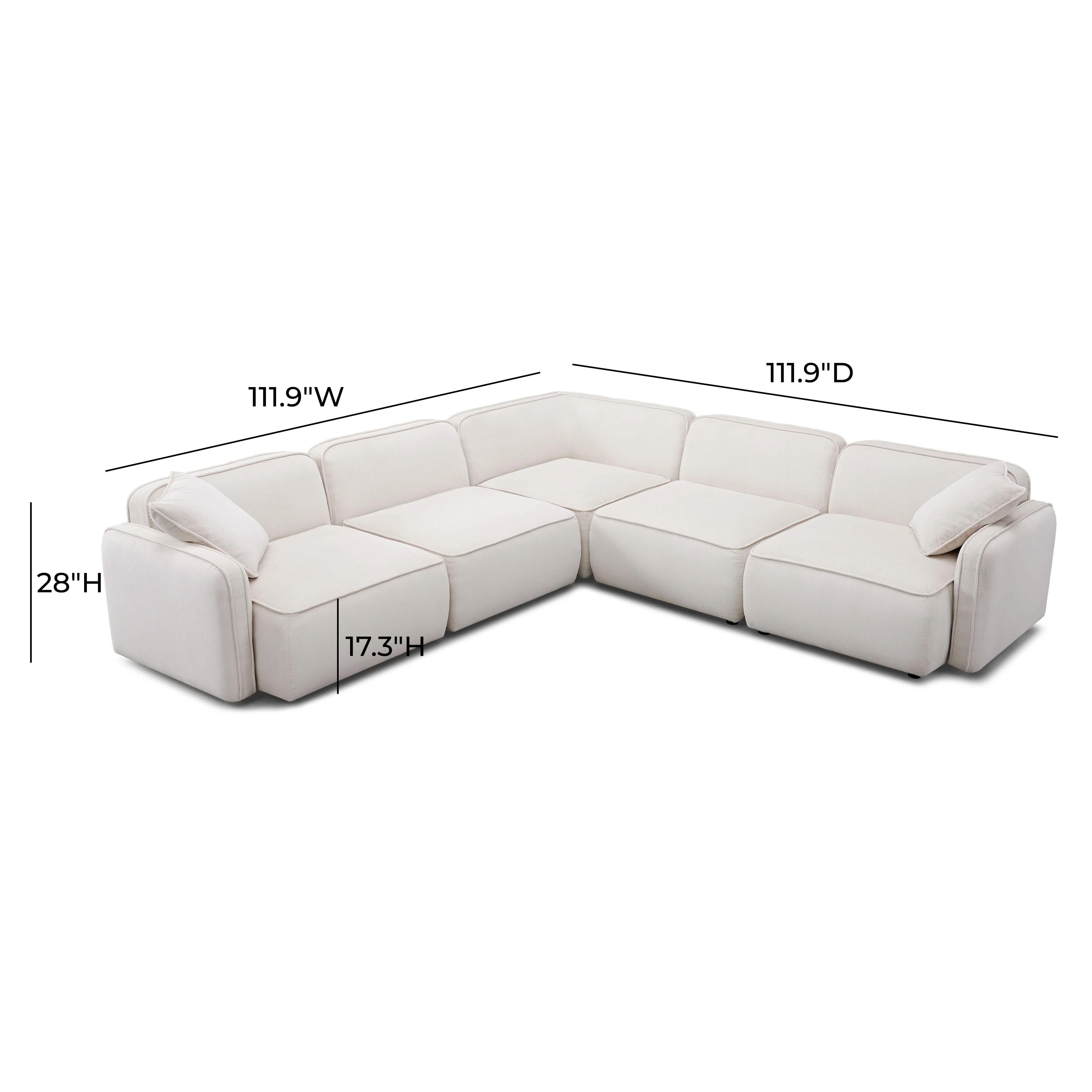 Travie Performance Corduroy Velvet Modular L-Sectional - Image 6