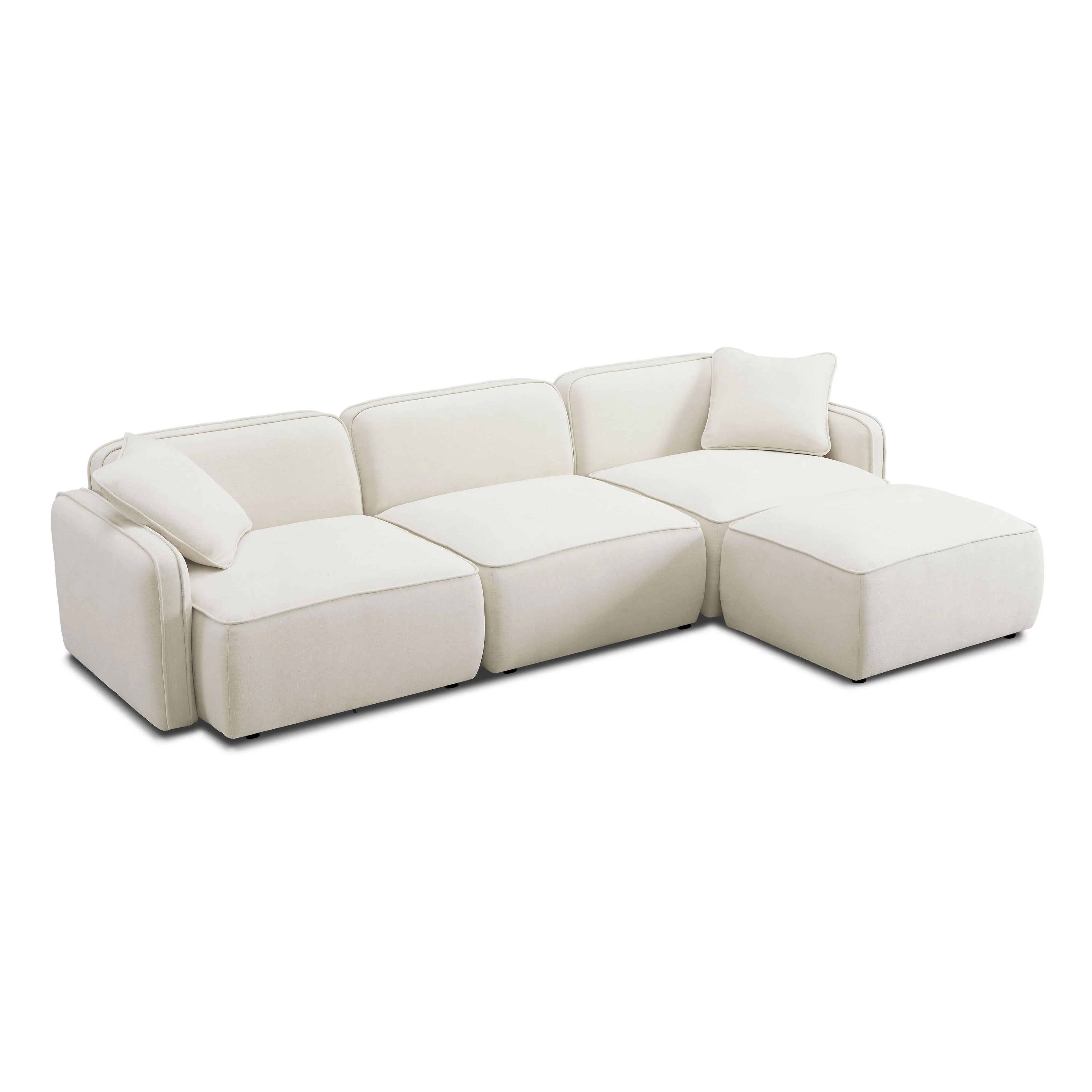 Travie Sand Upcycled Linen 4-Piece Modular Sectional - Image 11